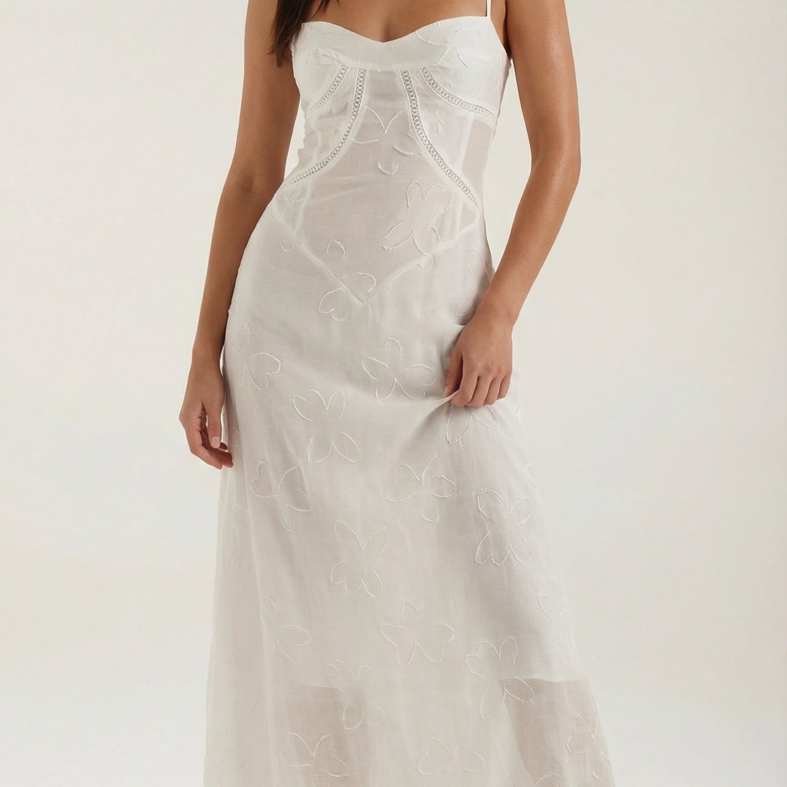 Abito Lungo Donna in Pizzo Silhouette Fluida Nuziale