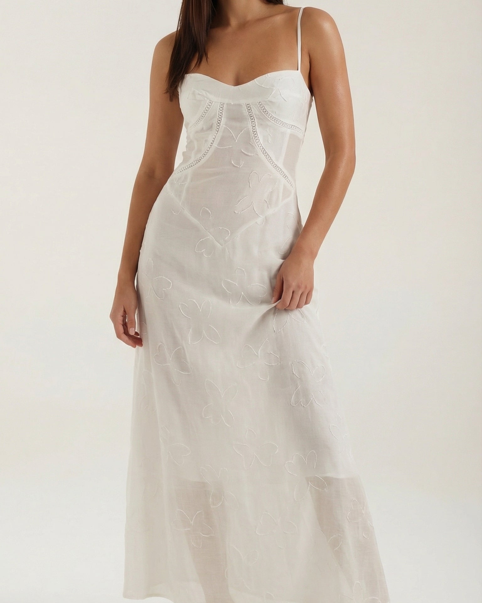 Abito Lungo Donna in Pizzo Silhouette Fluida Nuziale