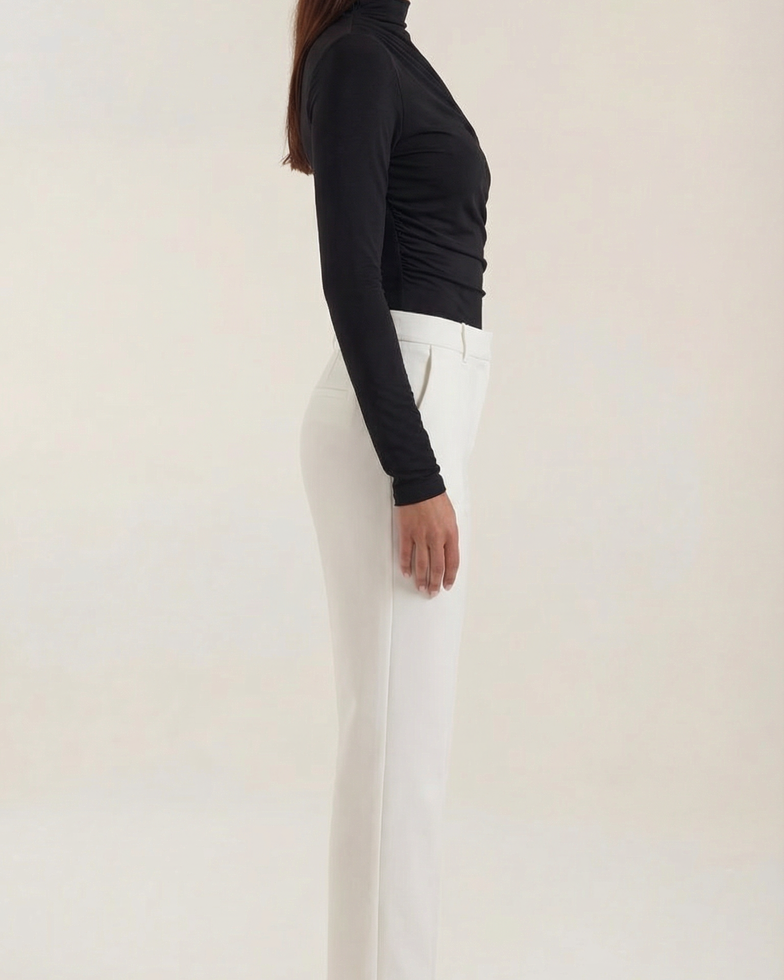 Body Donna Maniche Lunghe con Ruches Silhouette Definita