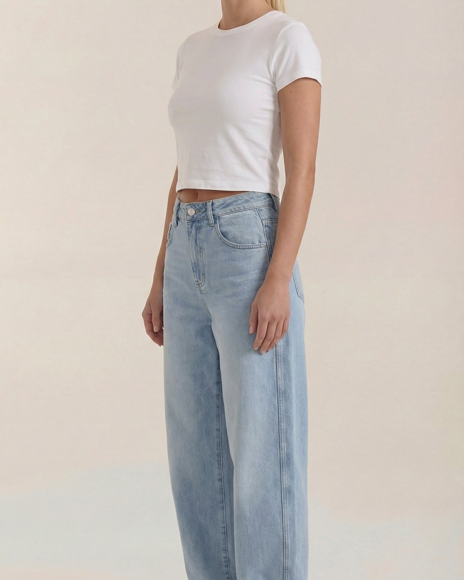 Jeans Donna a Gamba Larga Denim Morbido Rilassato