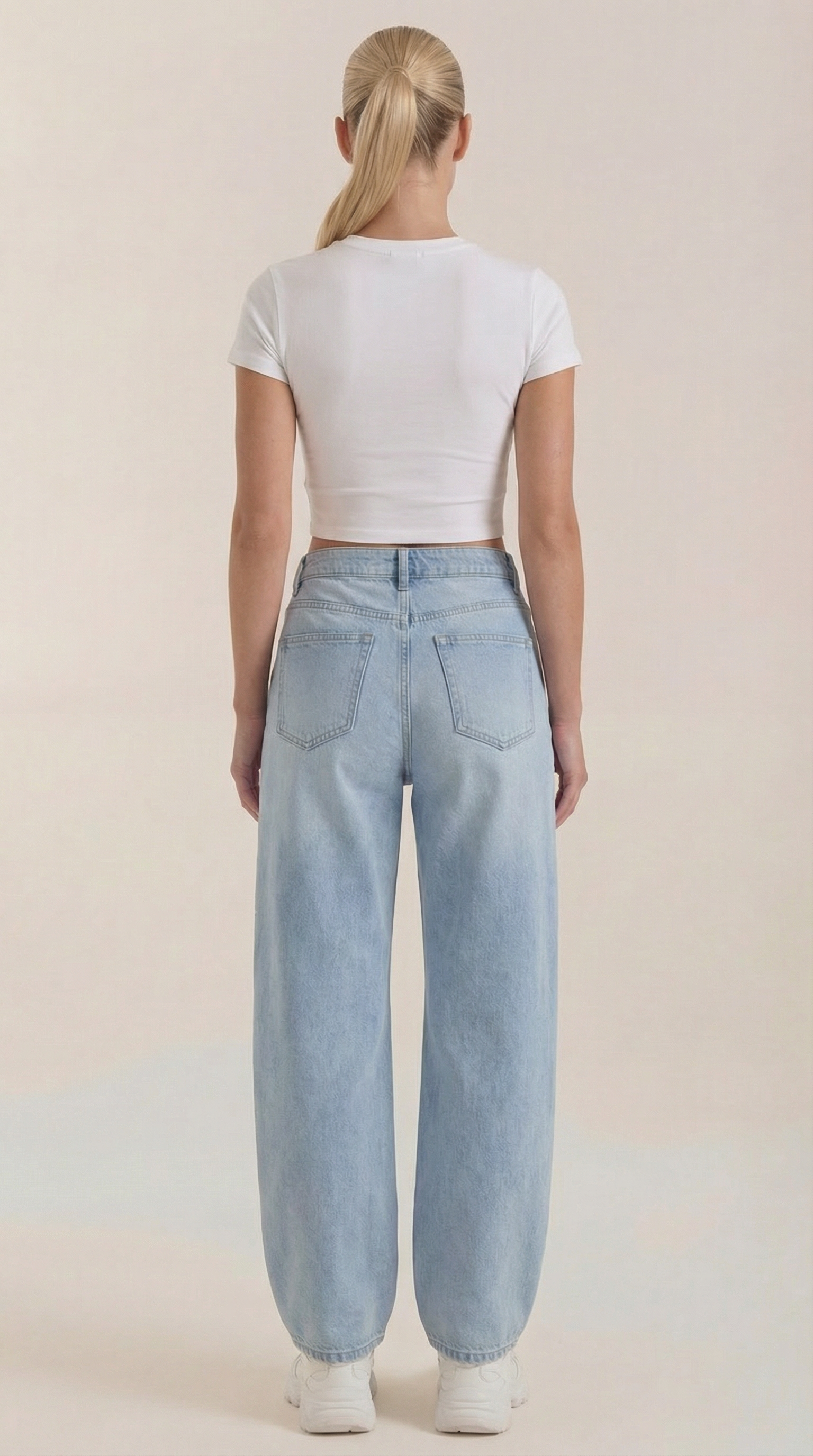 Jeans Donna a Gamba Larga Denim Morbido Rilassato