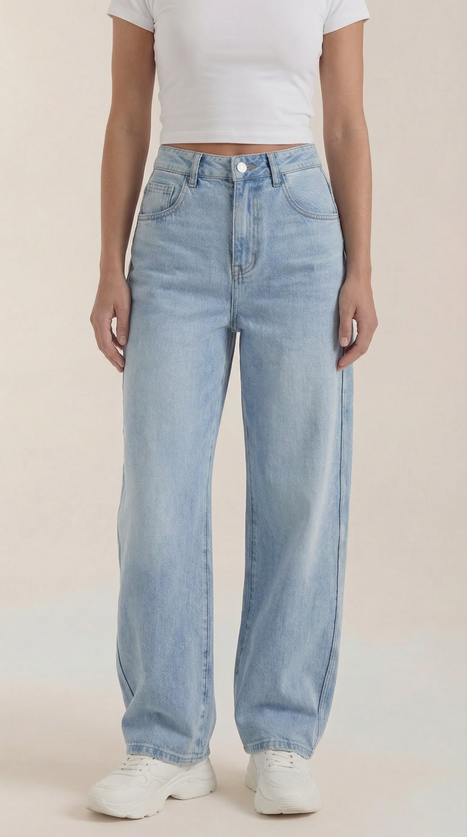 Jeans Donna a Gamba Larga Denim Morbido Rilassato