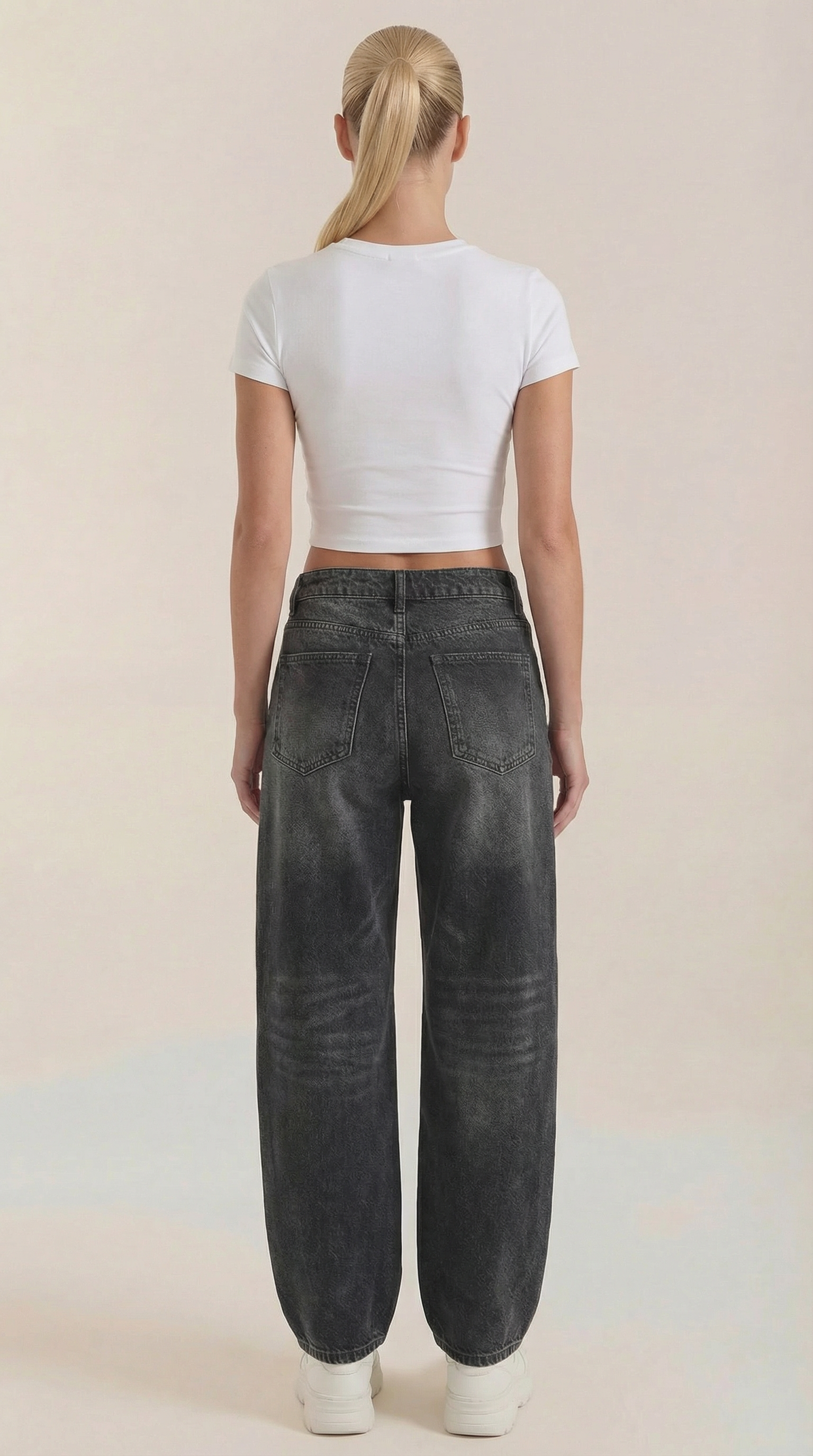 Jeans Donna a Gamba Larga Denim Morbido Rilassato