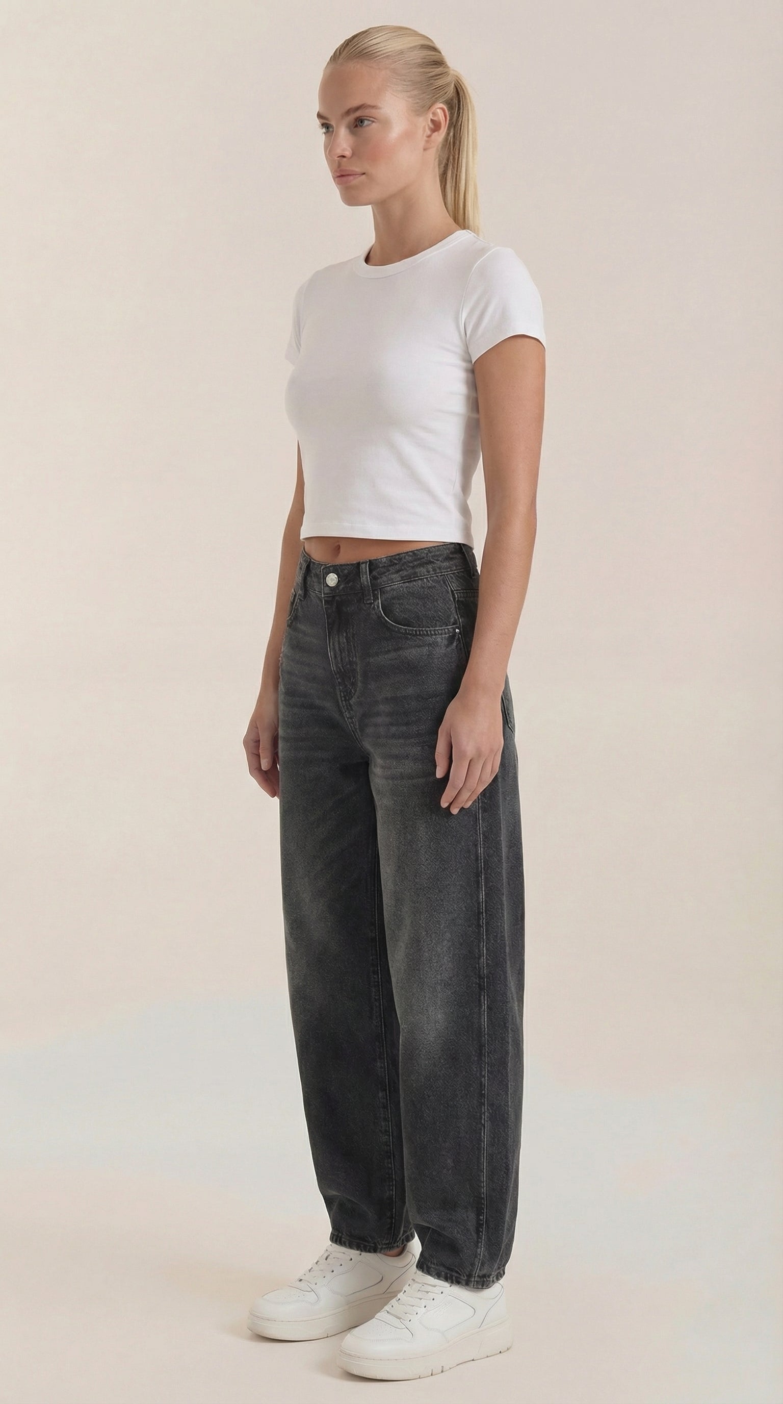 Jeans Donna a Gamba Larga Denim Morbido Rilassato