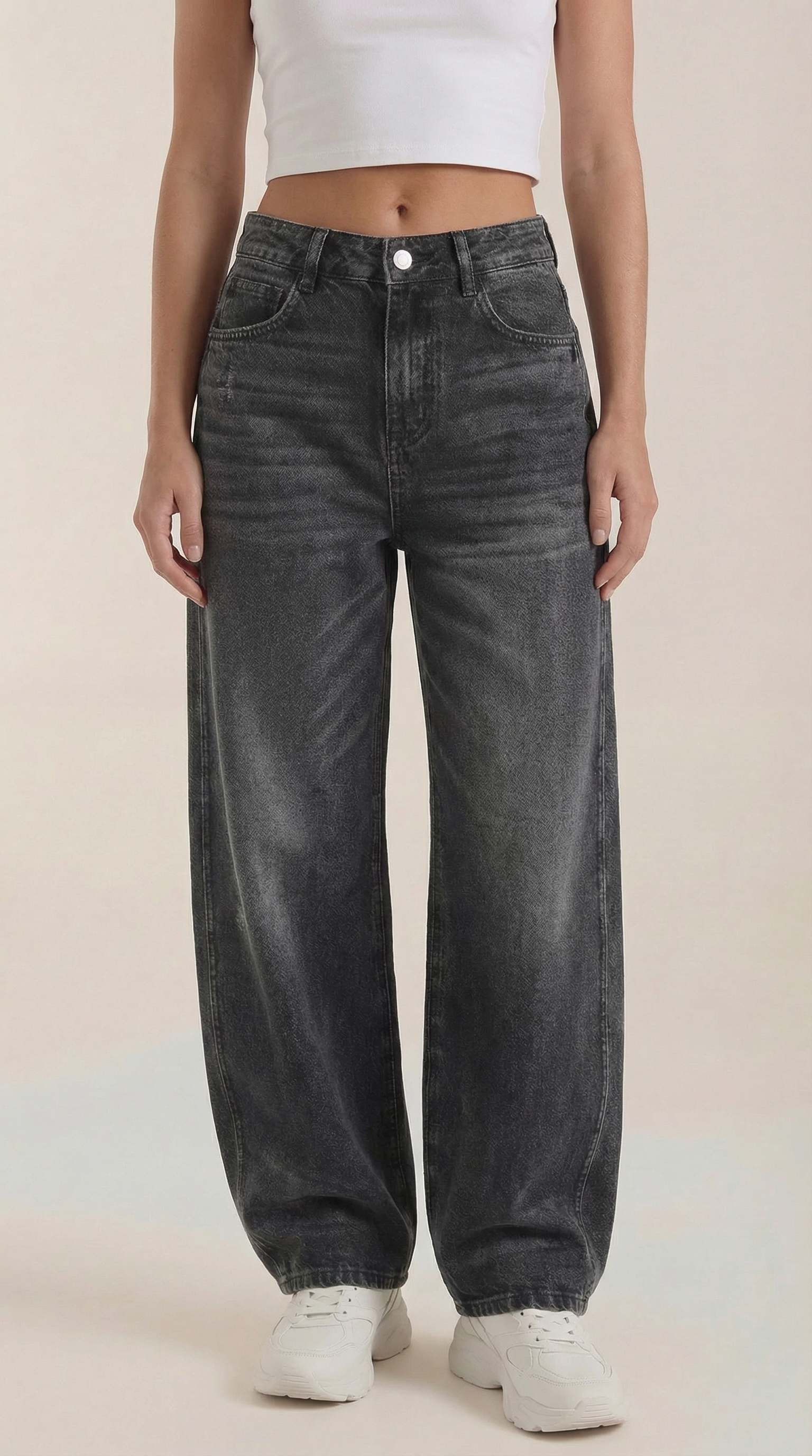 Jeans Donna a Gamba Larga Denim Morbido Rilassato