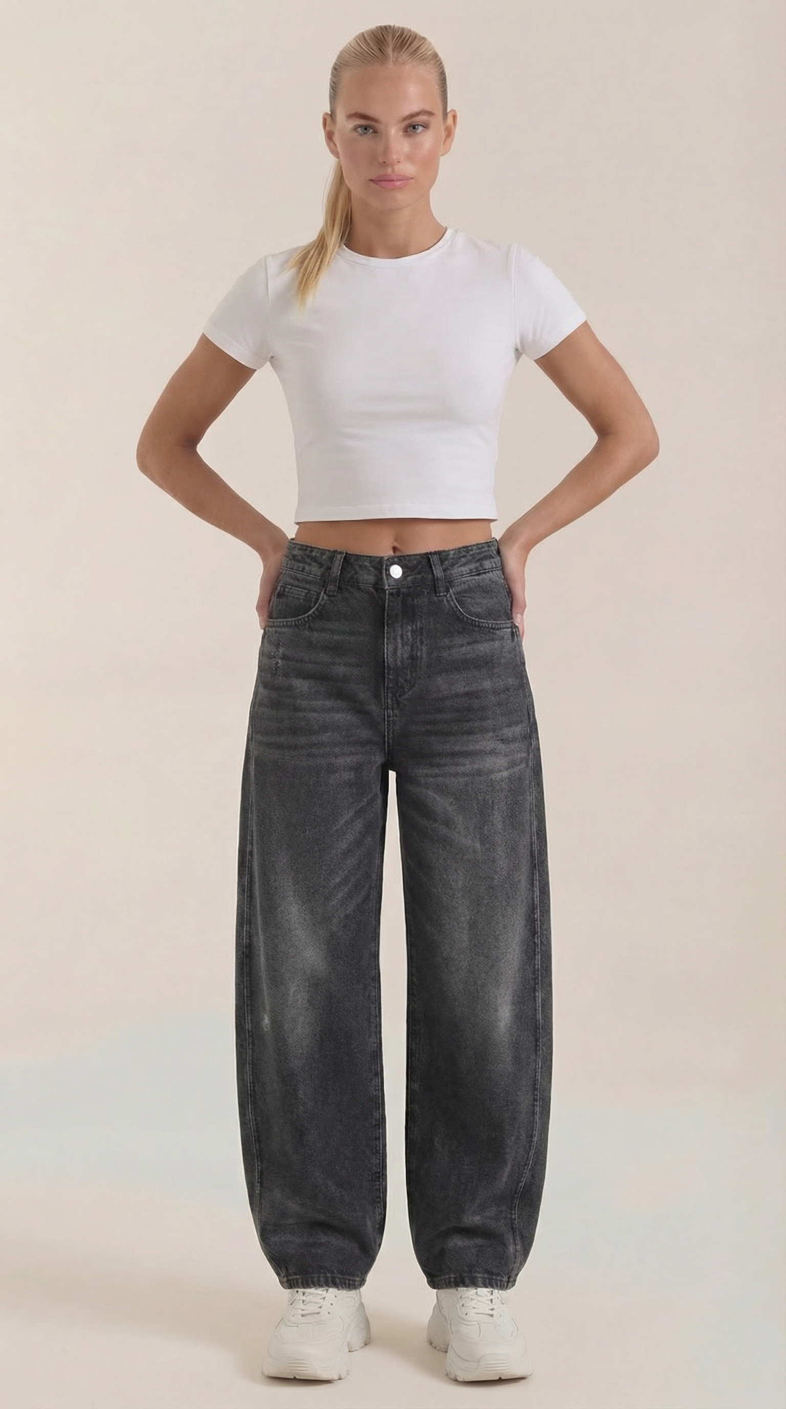 Jeans Donna a Gamba Larga Denim Morbido Rilassato