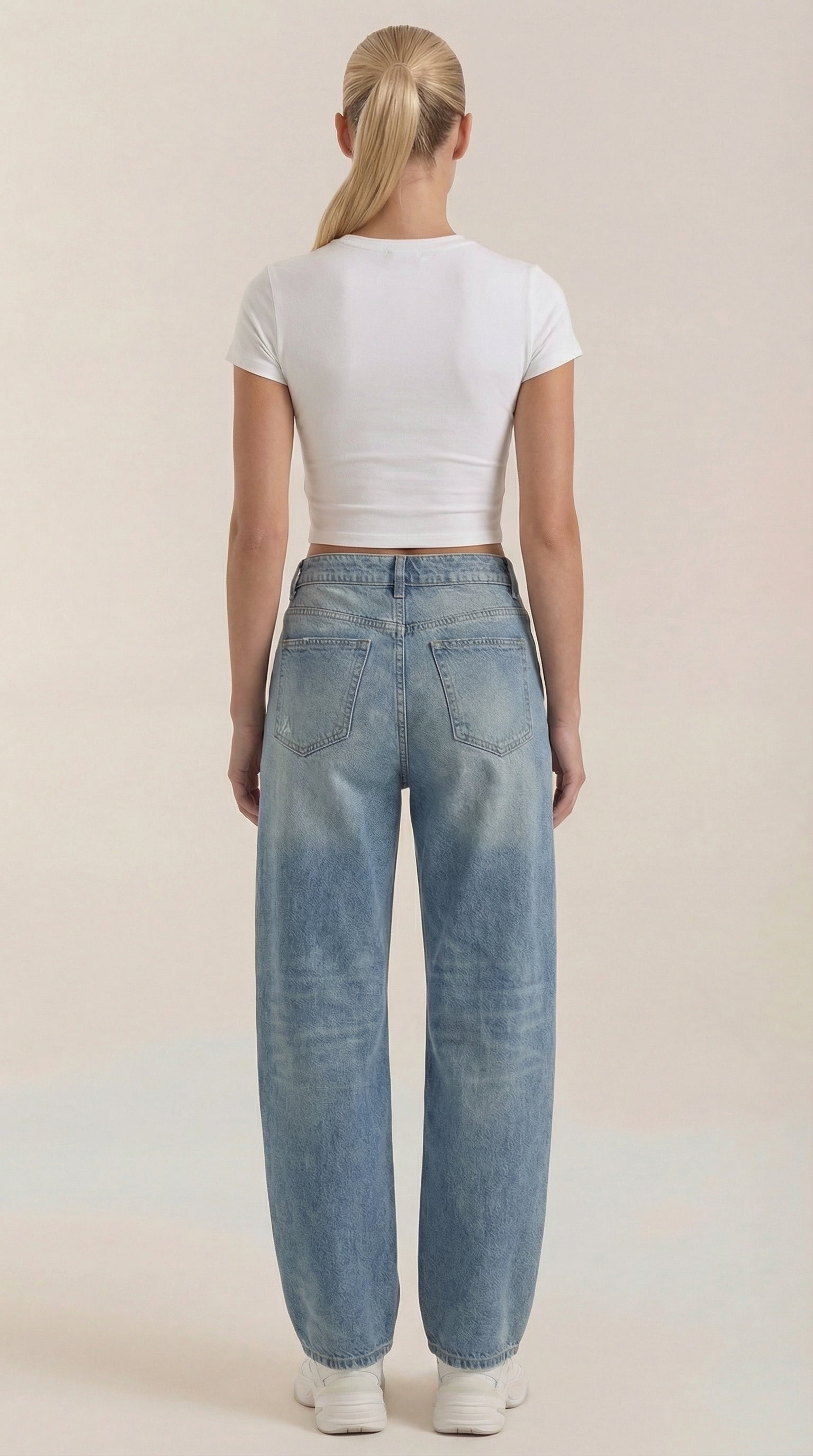 Jeans Donna a Gamba Larga Denim Morbido Rilassato