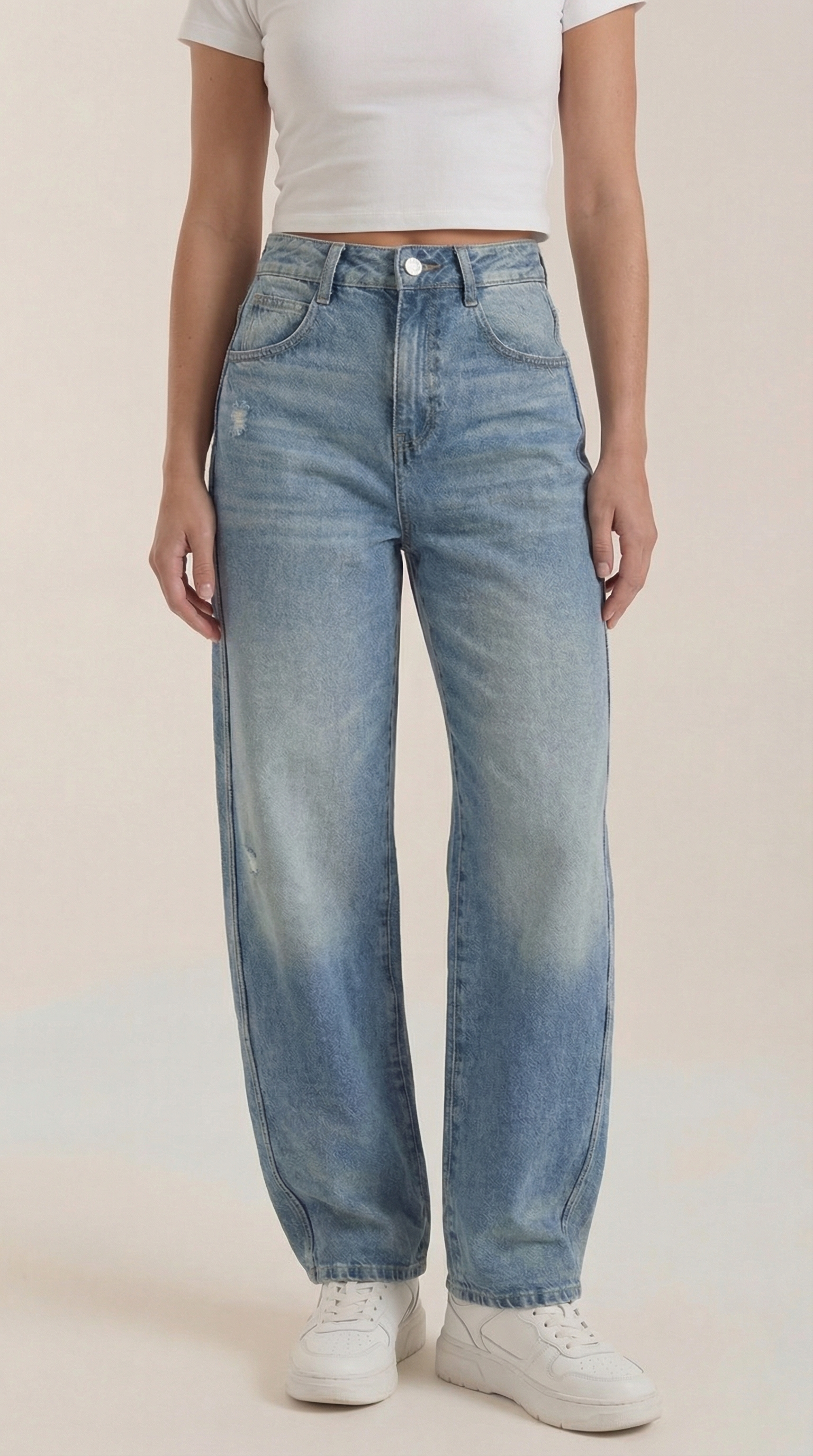 Jeans Donna a Gamba Larga Denim Morbido Rilassato