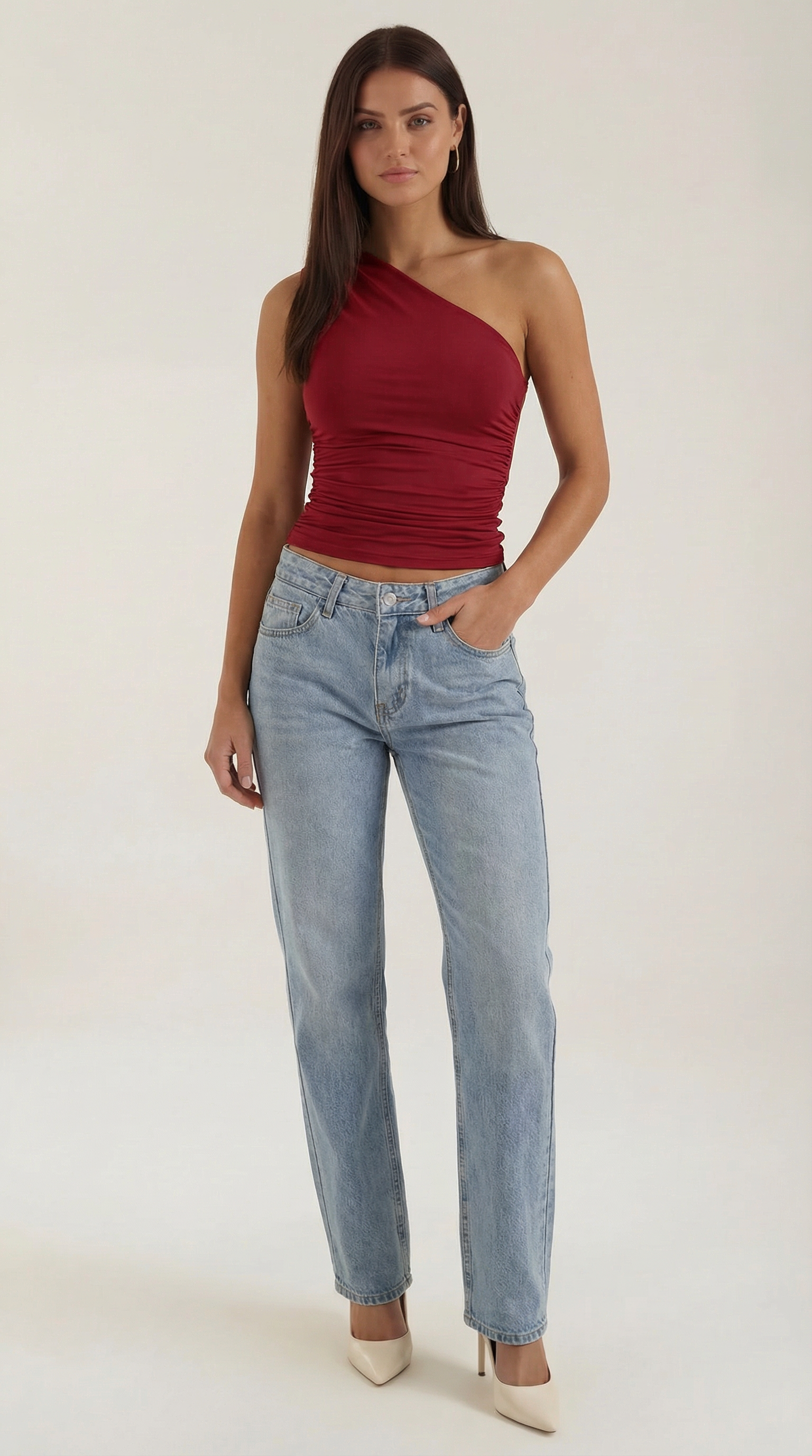 Top Donna Monospalla Elasticizzato Aderente Seconda Pelle