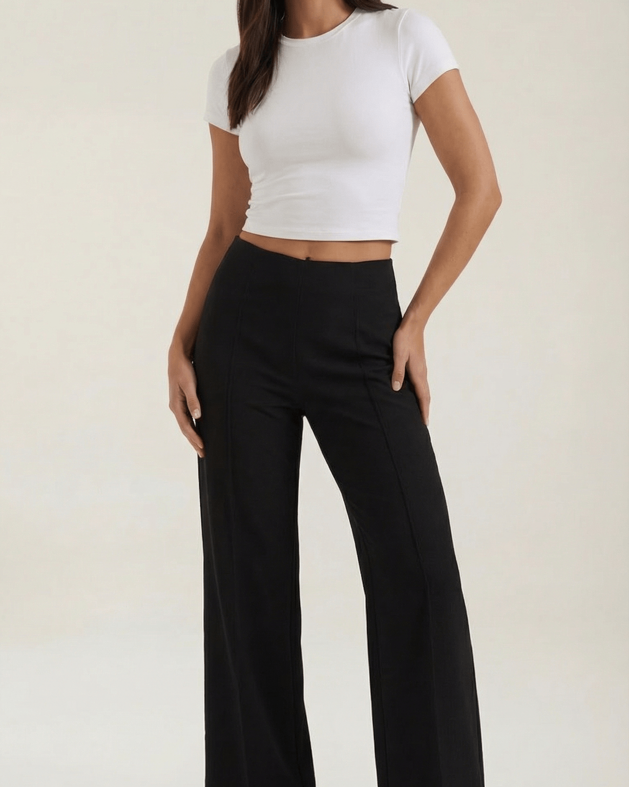 Aurazio Pantaloni Larghi a Vita Media da Donna