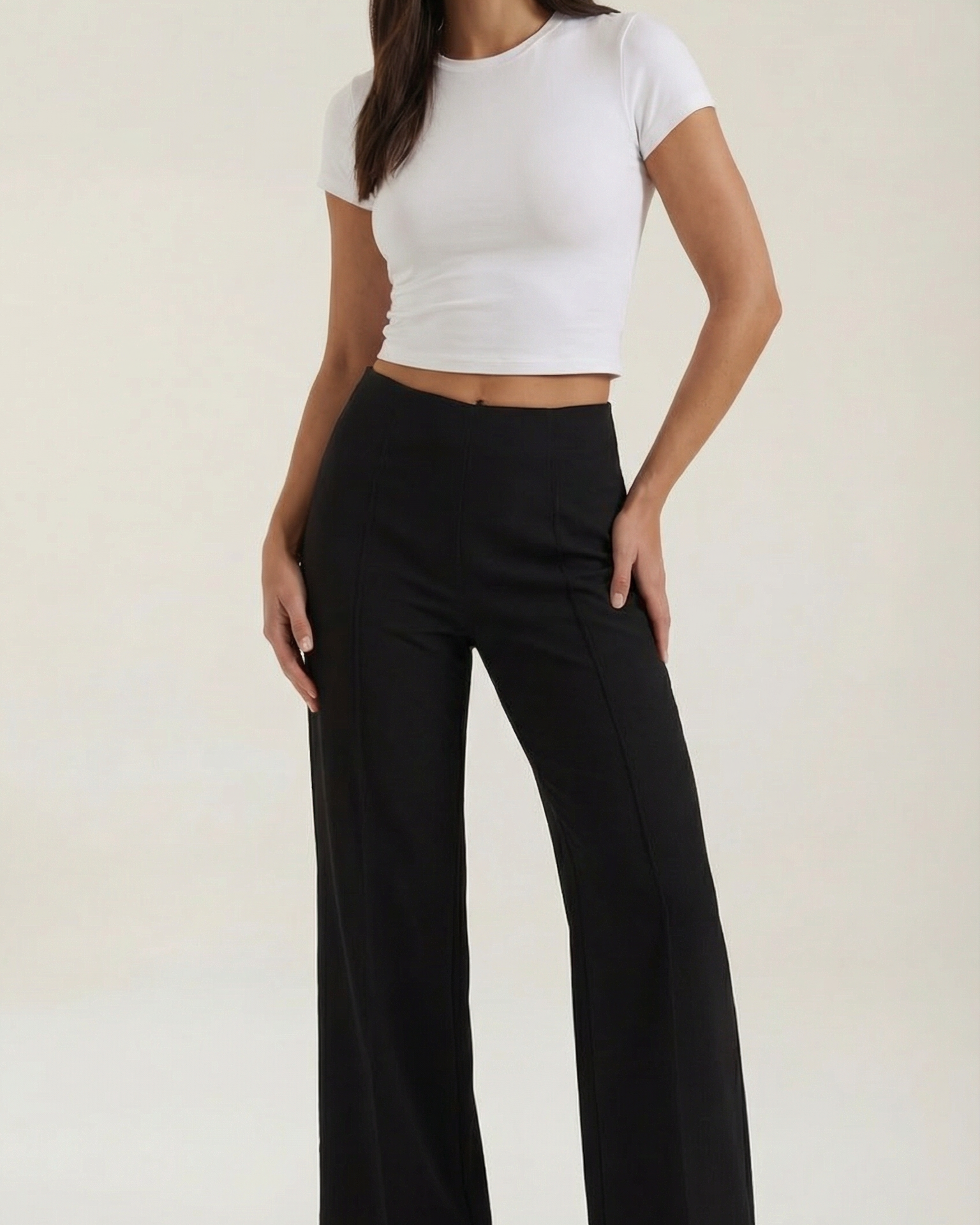 Pantaloni Donna Larghi Vita Media Sartoriali Elasticizzati
