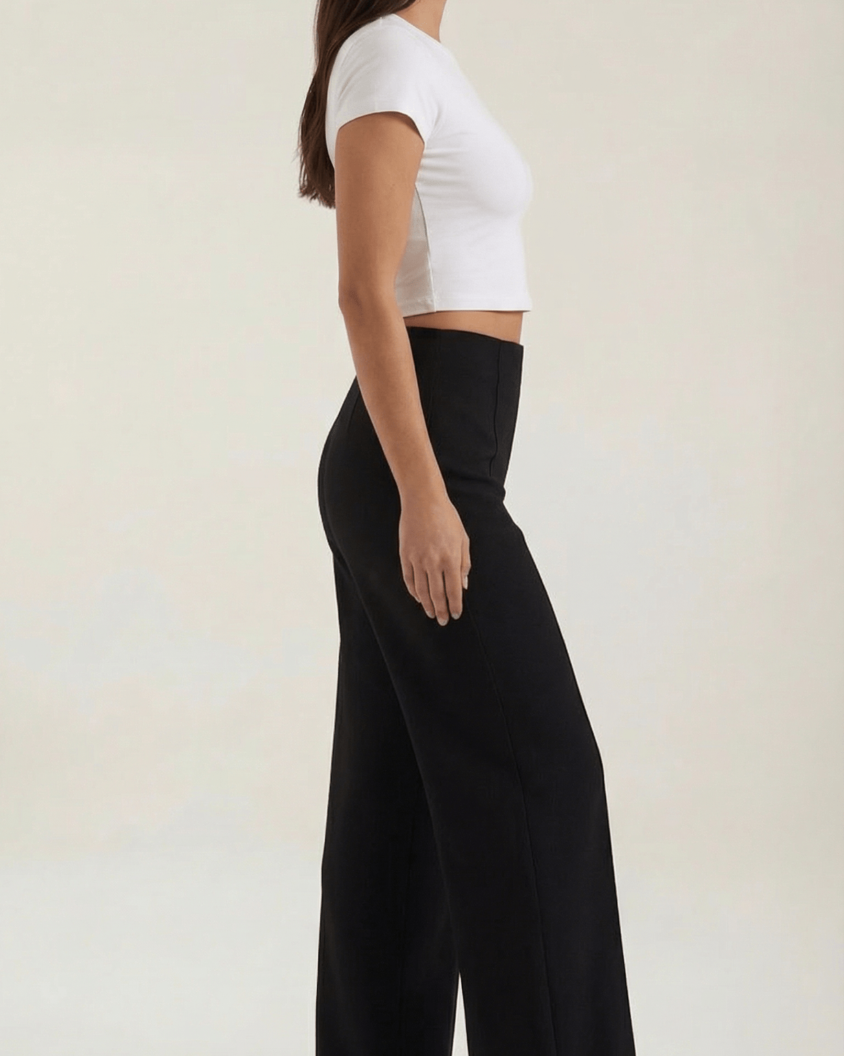 Aurazio Pantaloni Larghi a Vita Media da Donna