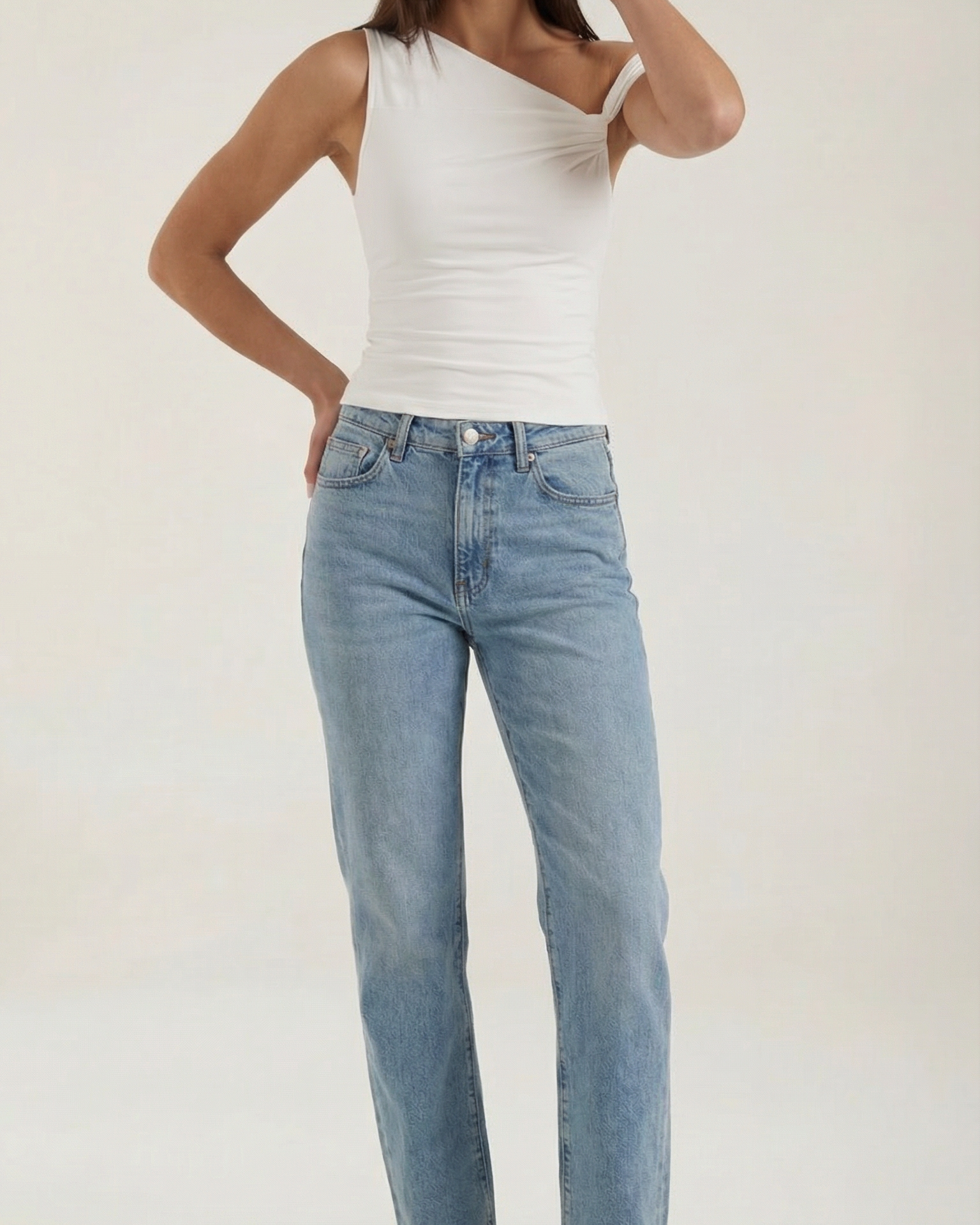 Top Donna Monospalla Drappeggiato Manica Asimmetrica
