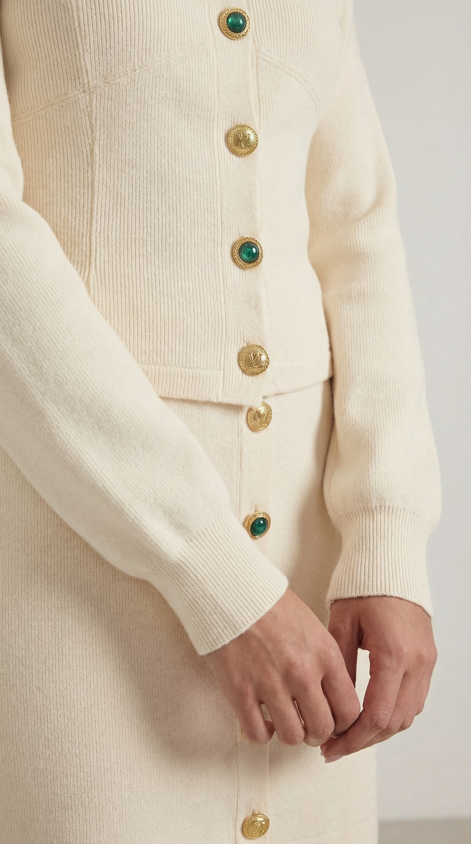 Set Donna Cardigan e Gonna in Maglia Coordinato Bottoni