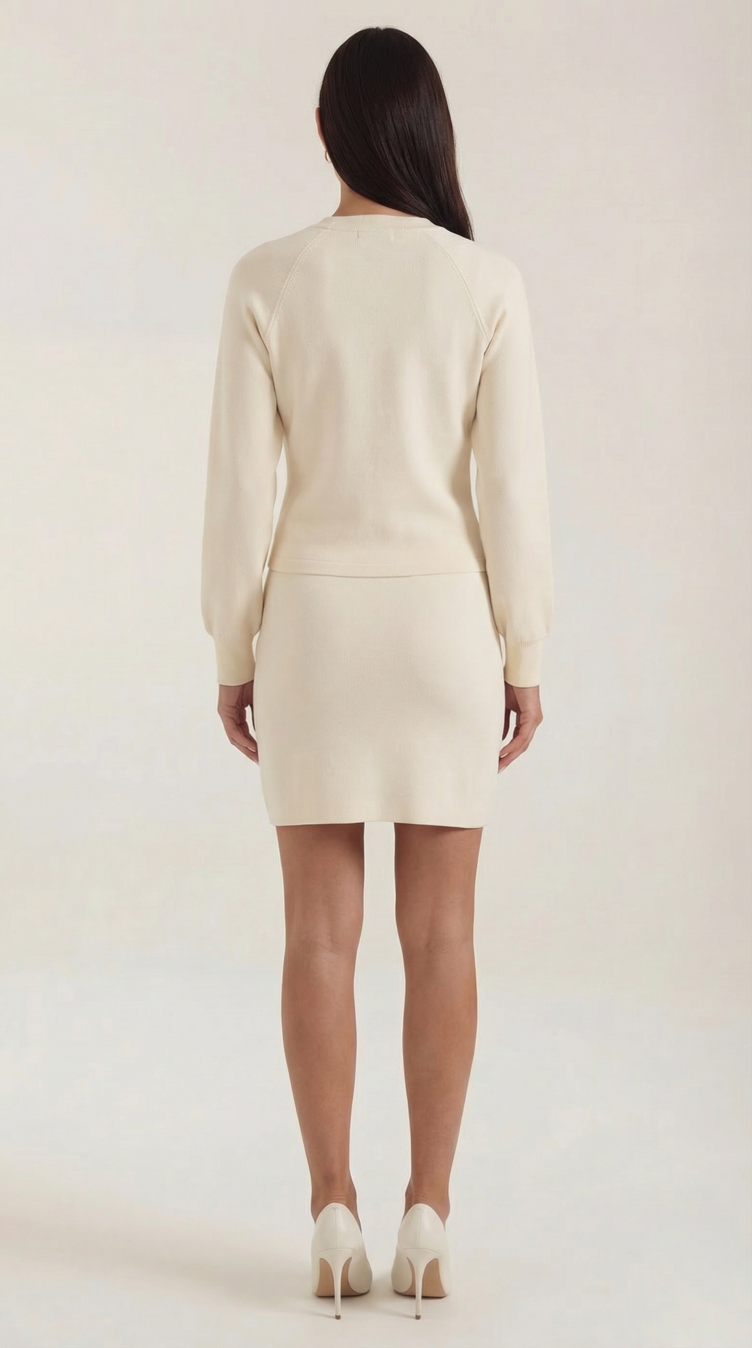 Set Donna Cardigan e Gonna in Maglia Coordinato Bottoni