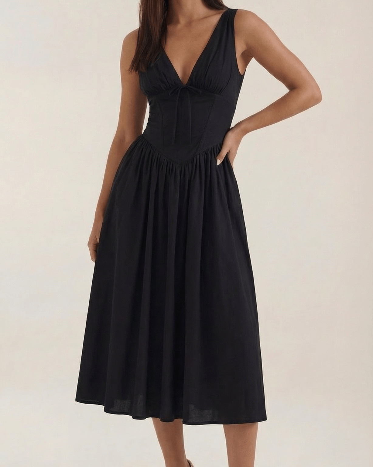 Aurazio Vestito Midi Con Scollo a V per Donna