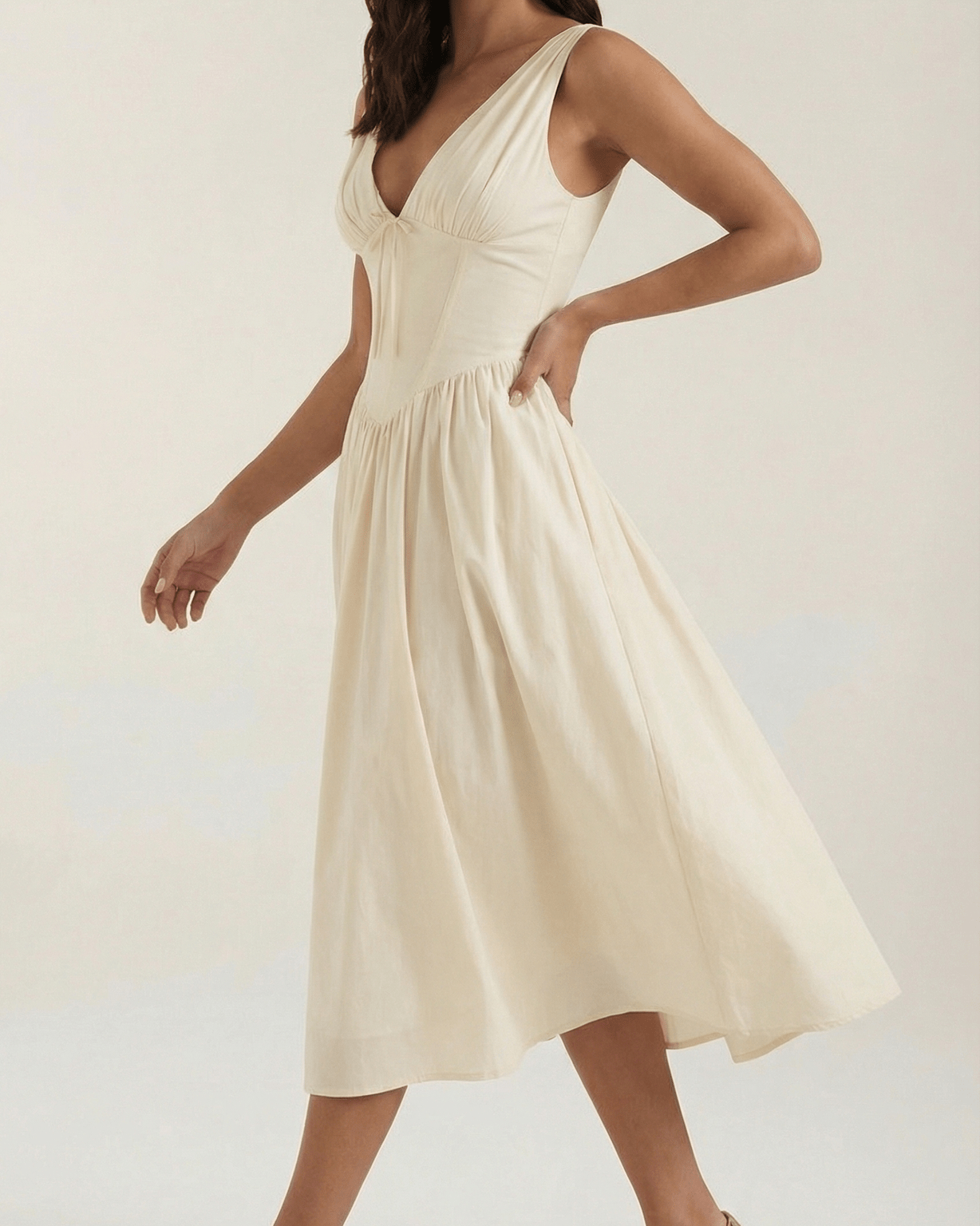 Aurazio Vestito Midi Con Scollo a V per Donna