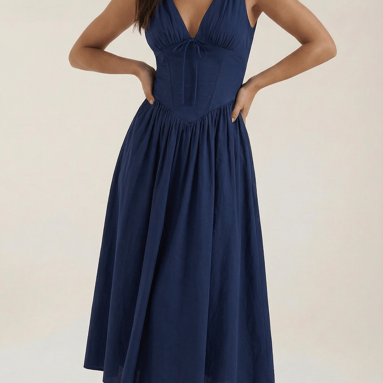 Aurazio Vestito Midi Con Scollo a V per Donna