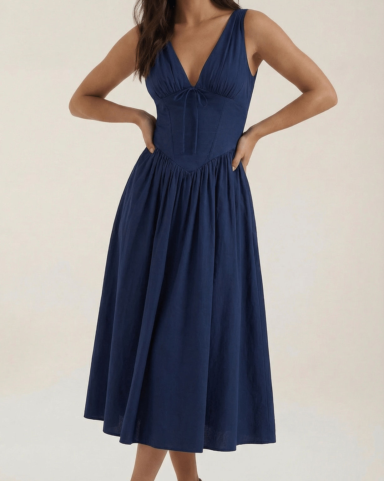 Aurazio Vestito Midi Con Scollo a V per Donna