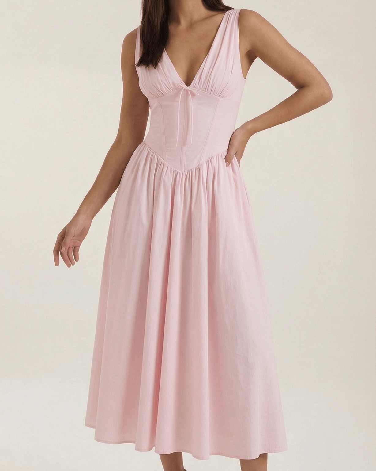 Aurazio Vestito Midi Con Scollo a V per Donna