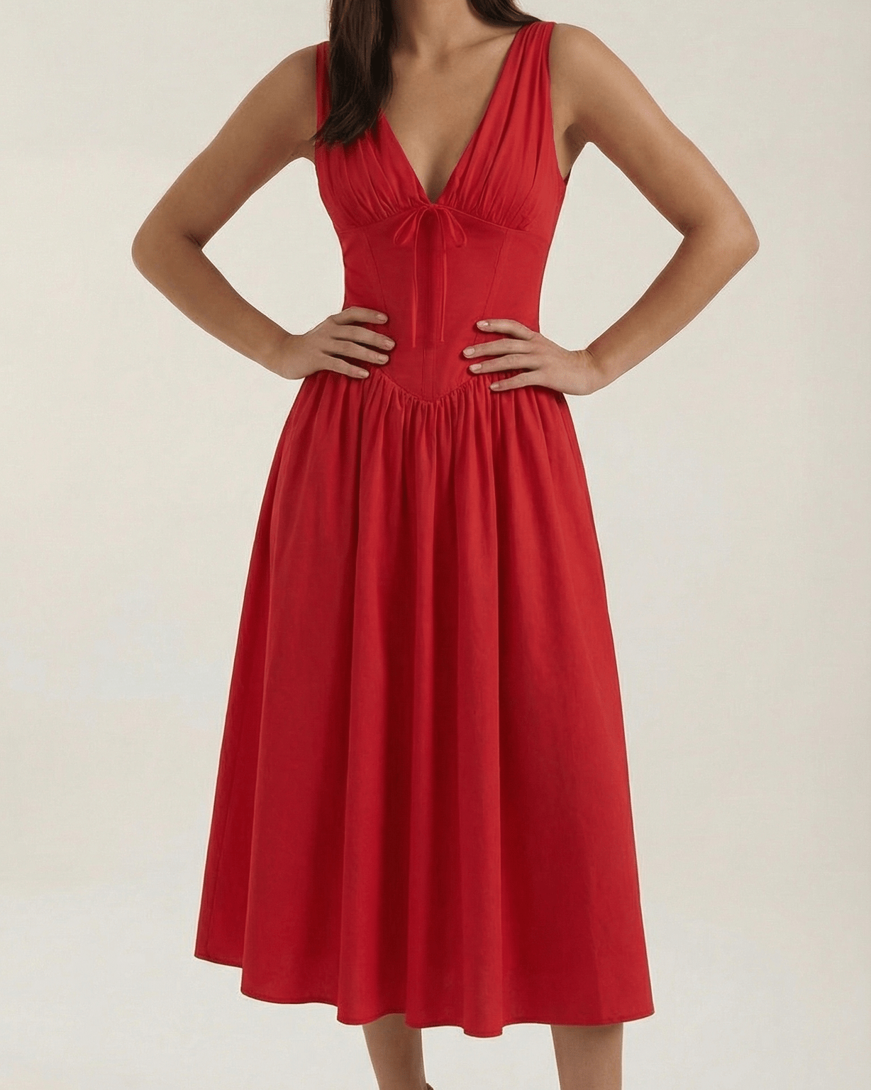 Aurazio Vestito Midi Con Scollo a V per Donna