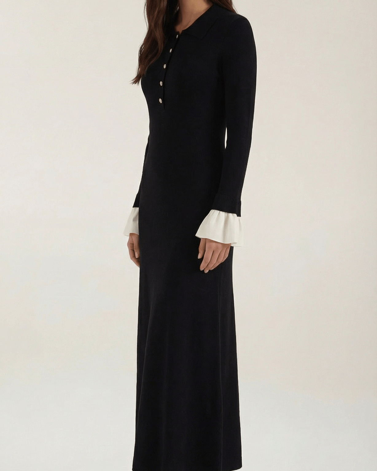 Aurazio Vestito Lungo Con Polsini Per Donna