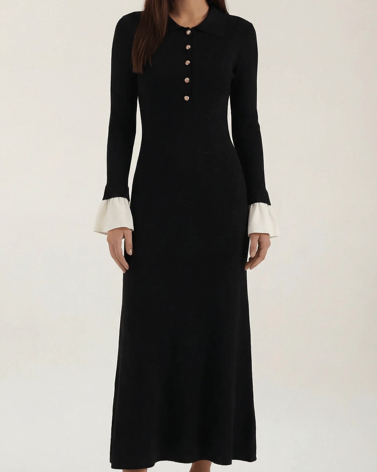 Aurazio Vestito Lungo Con Polsini Per Donna