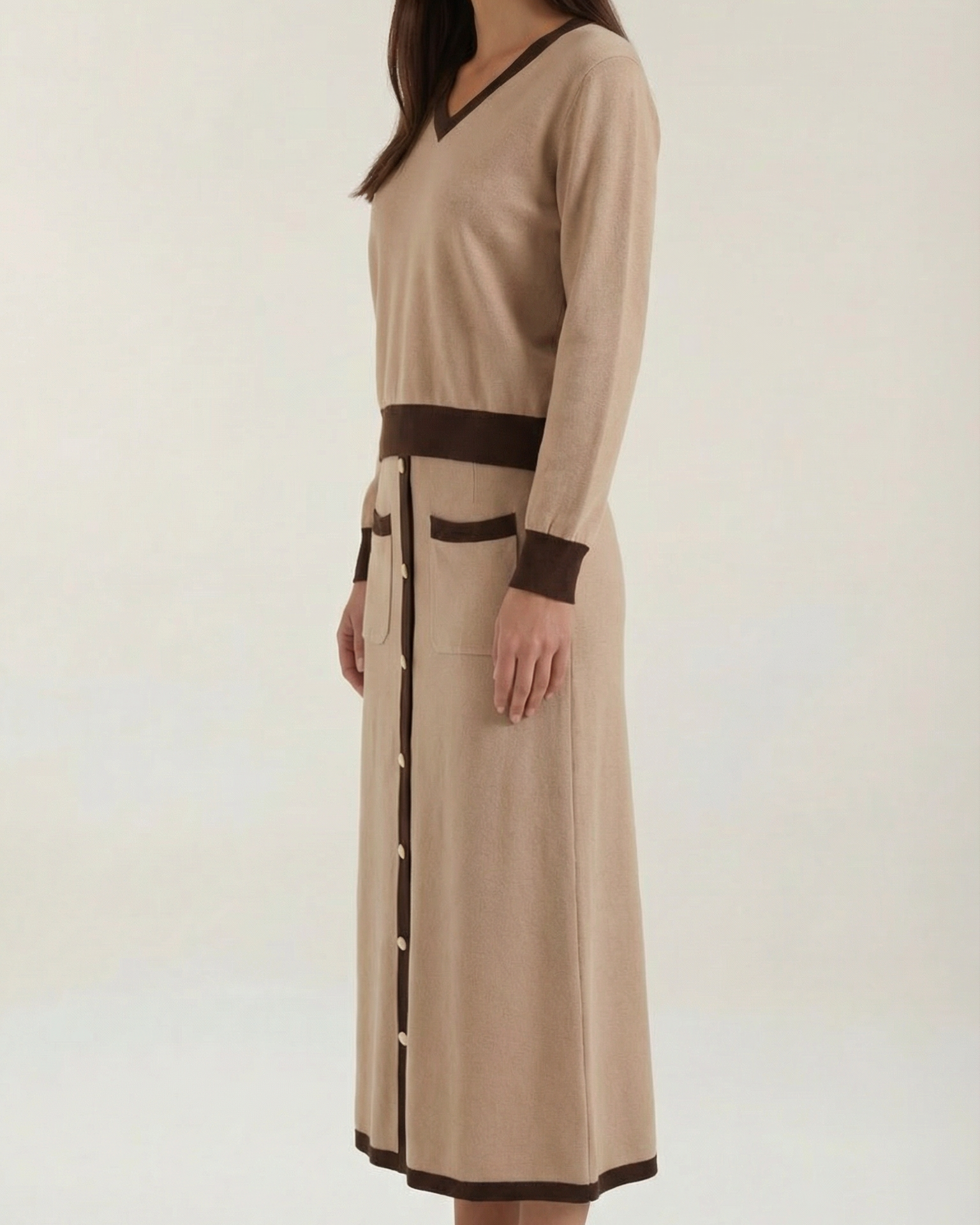 Aurazio Set Maglia a V e Gonna Midi per Donna