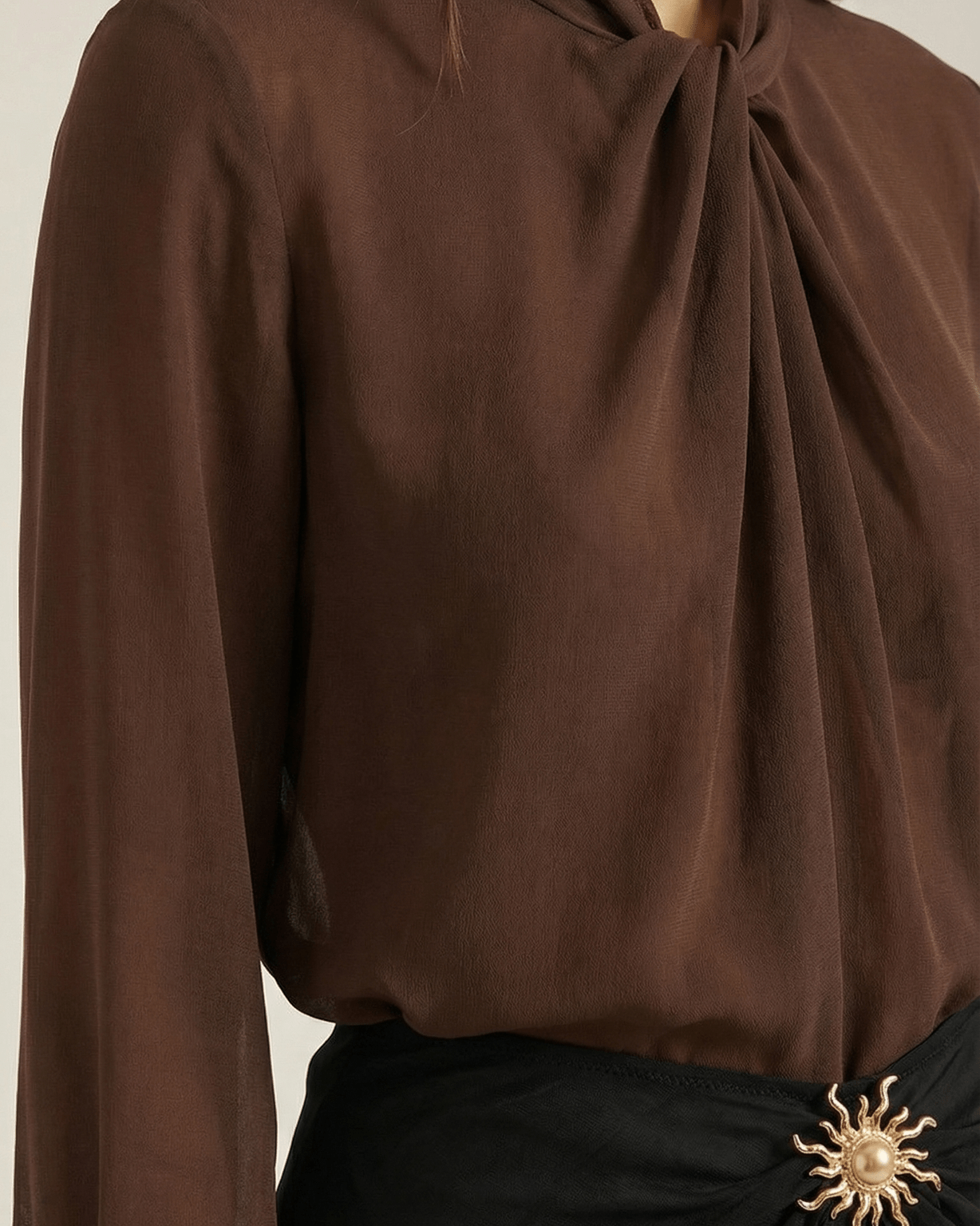 Aurazio Blusa con Collo Alto Annodato per Donna