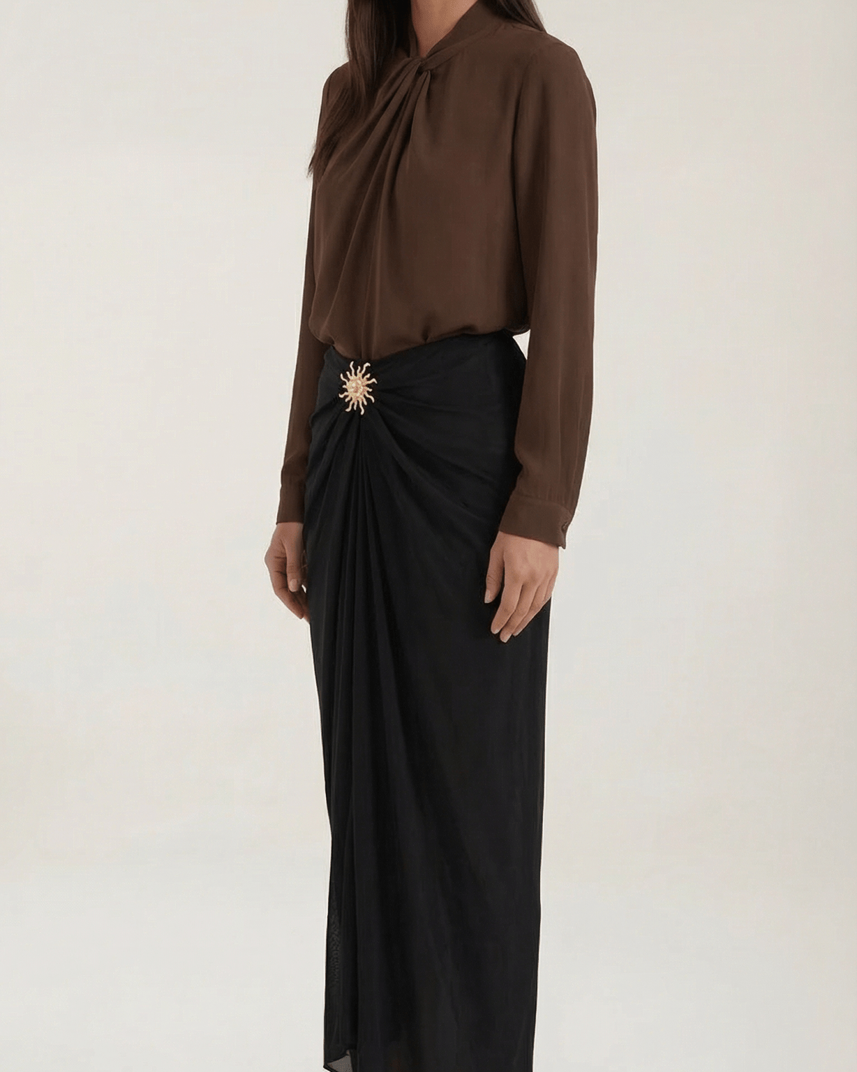 Aurazio Blusa con Collo Alto Annodato per Donna