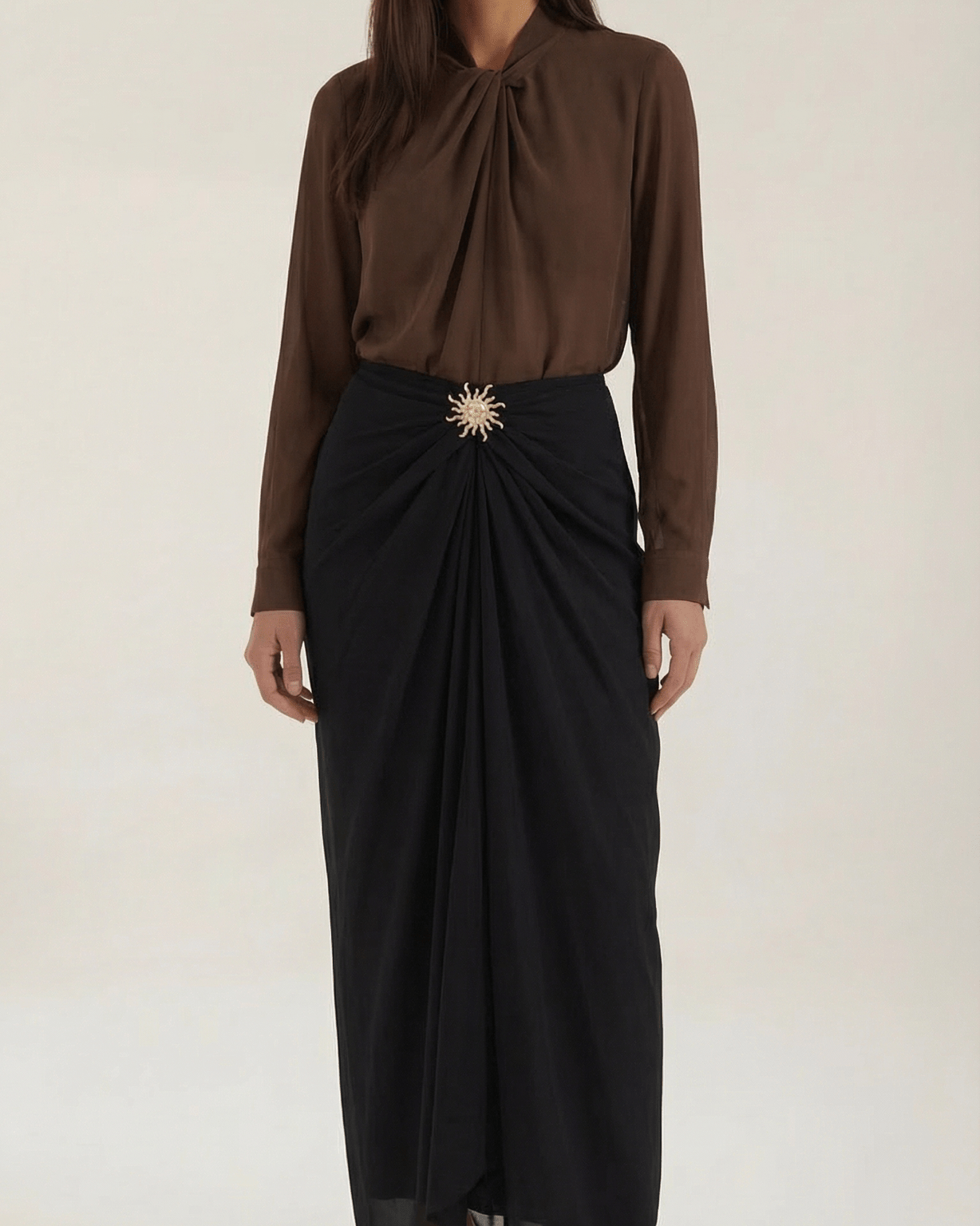 Aurazio Blusa con Collo Alto Annodato per Donna