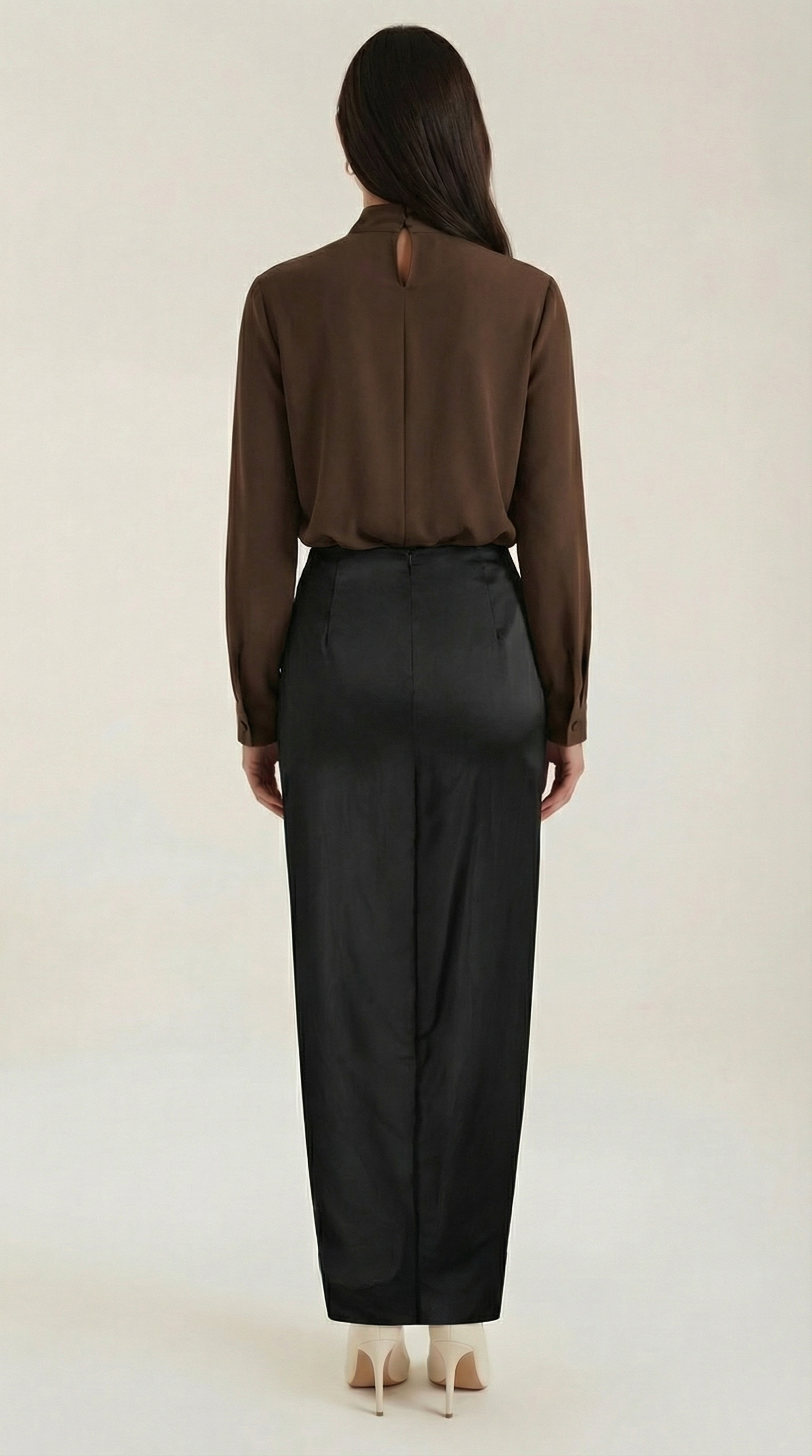 Gonna Midi Donna Arricciata Drappeggio Dettaglio Dorato