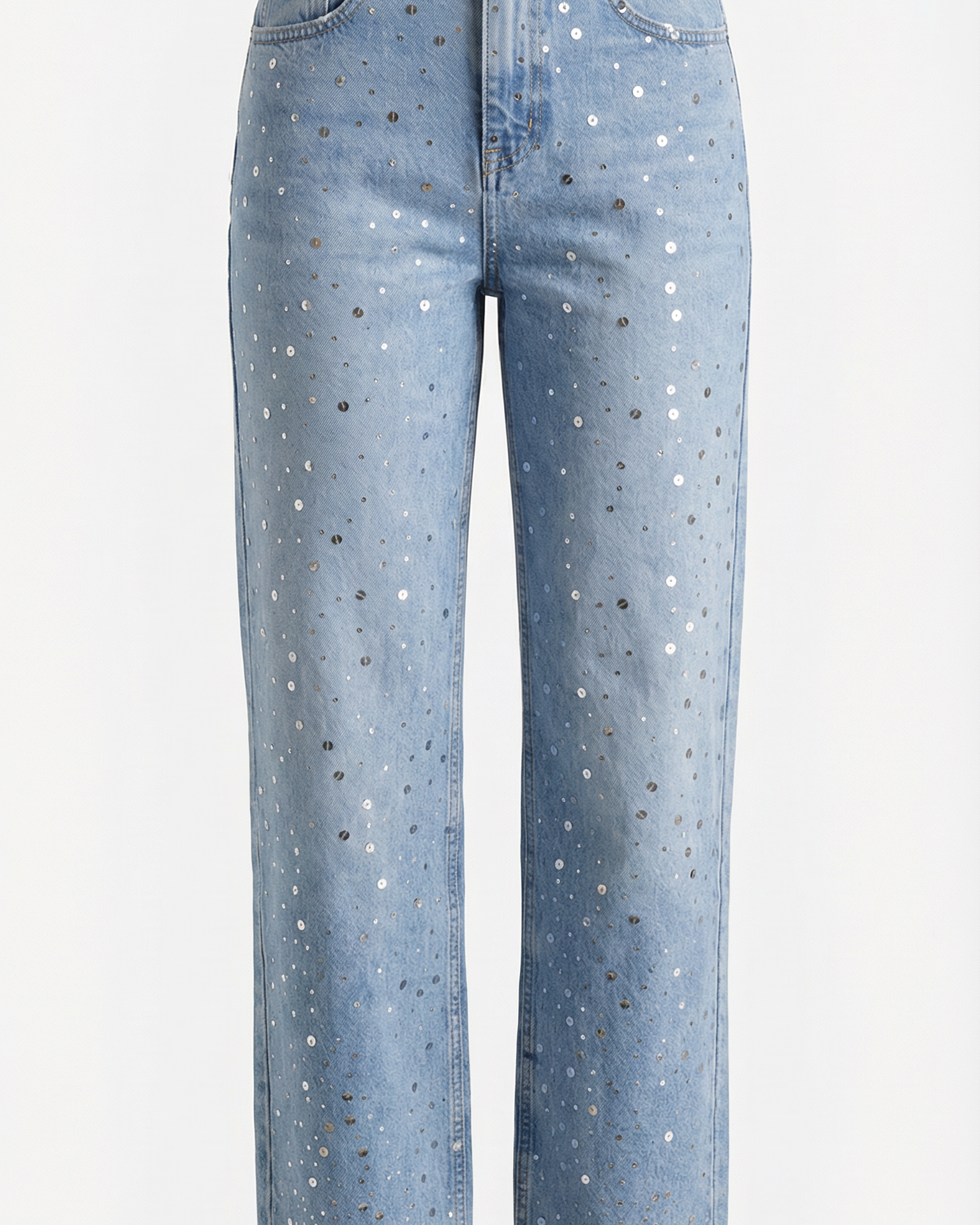 Jeans Baggy Donna con Punti Luccicanti Denim Morbido