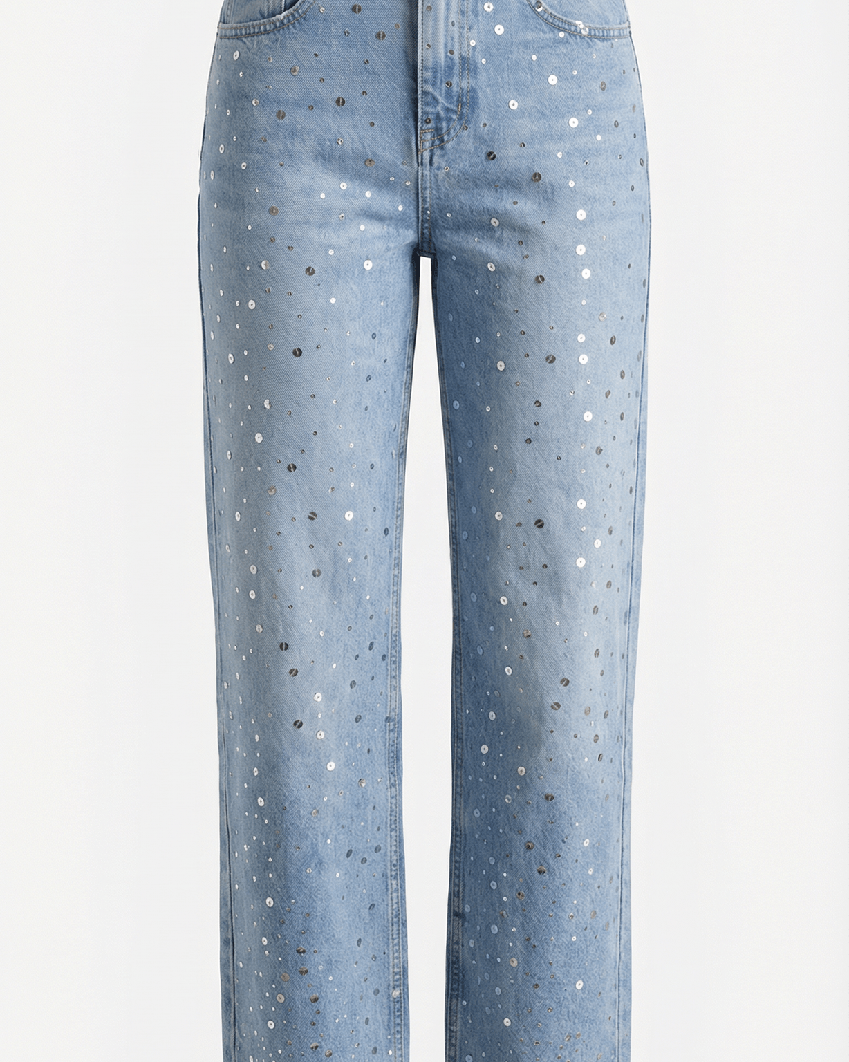 Aurazio Jeans Baggy da Donna con Punti Luccicanti