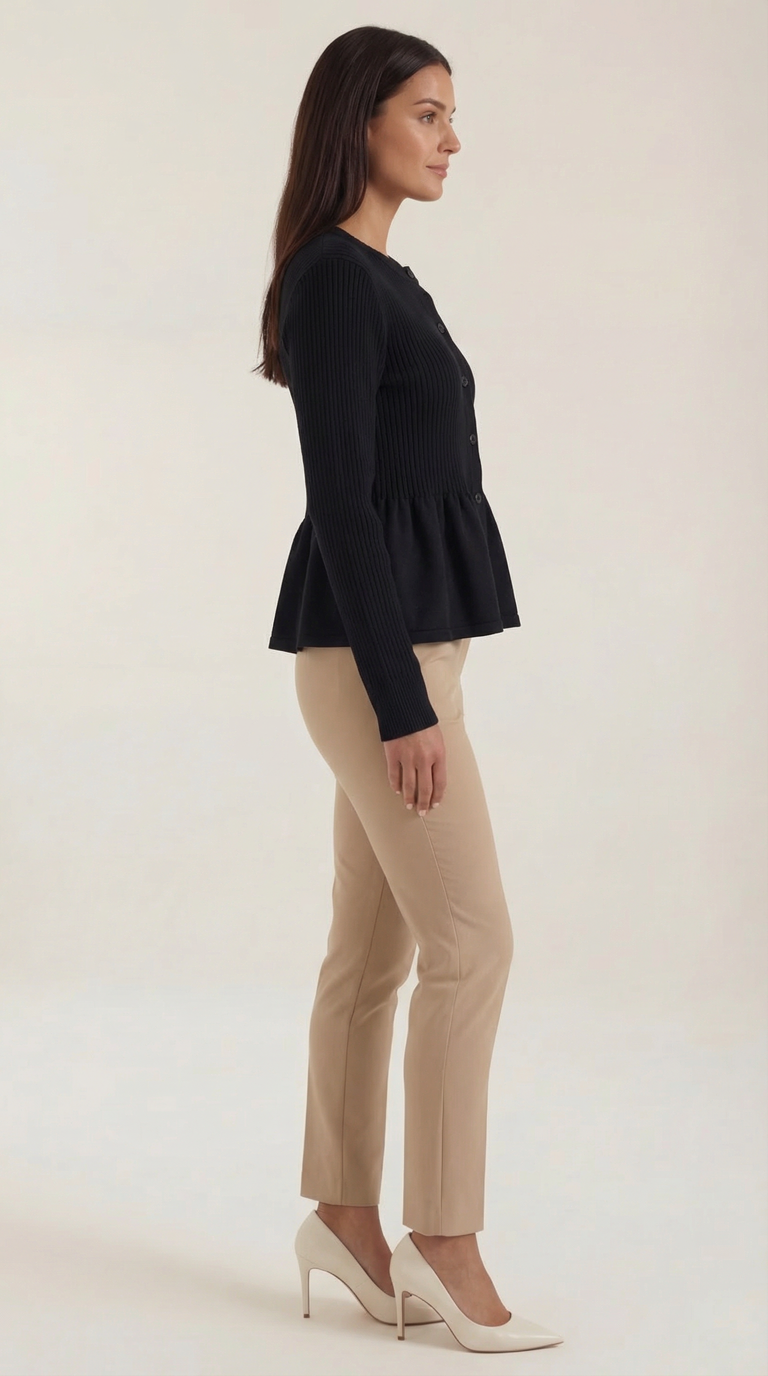 Aurazio Cardigan con Bottoni a Peplo da Donna