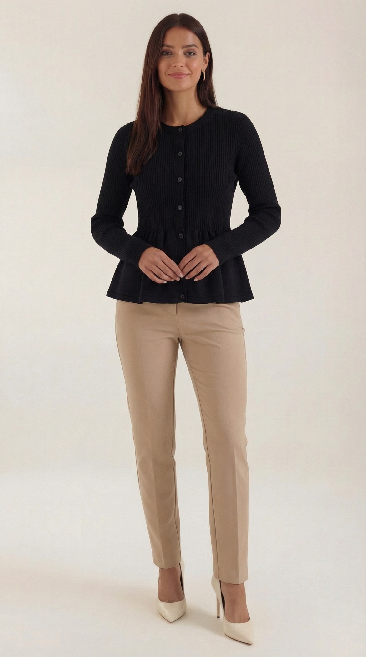 Aurazio Cardigan con Bottoni a Peplo da Donna