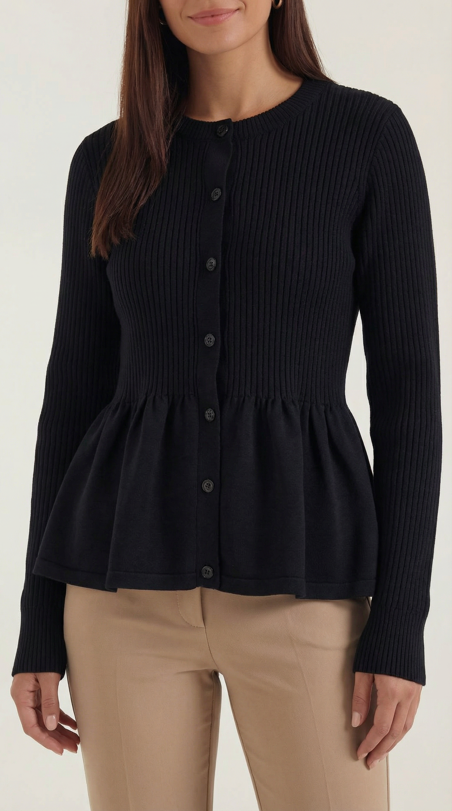 Aurazio Cardigan con Bottoni a Peplo da Donna