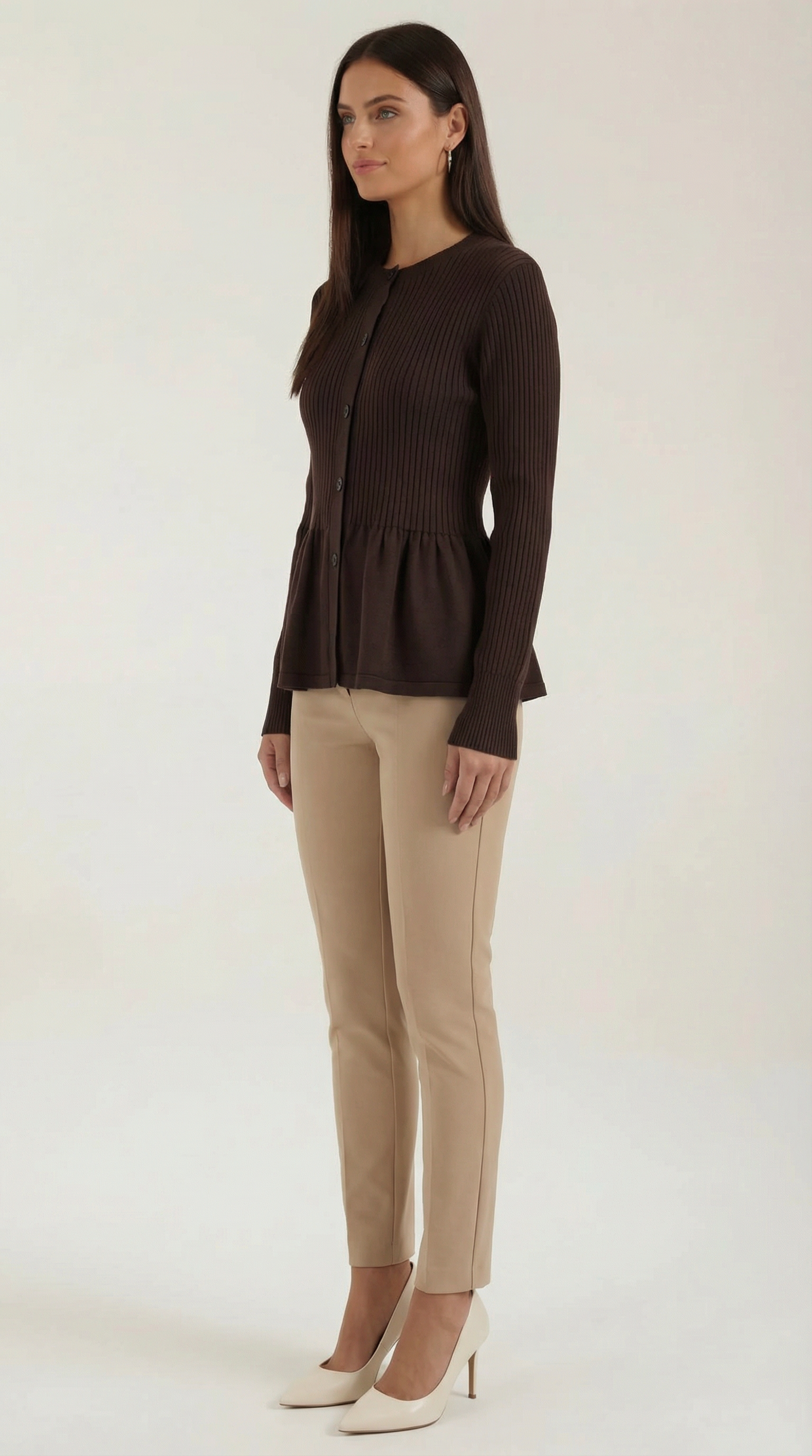 Aurazio Cardigan con Bottoni a Peplo da Donna