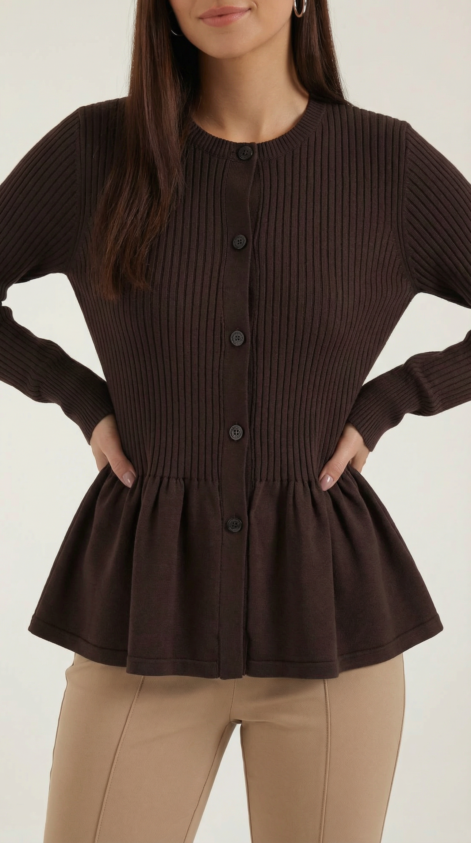 Aurazio Cardigan con Bottoni a Peplo da Donna
