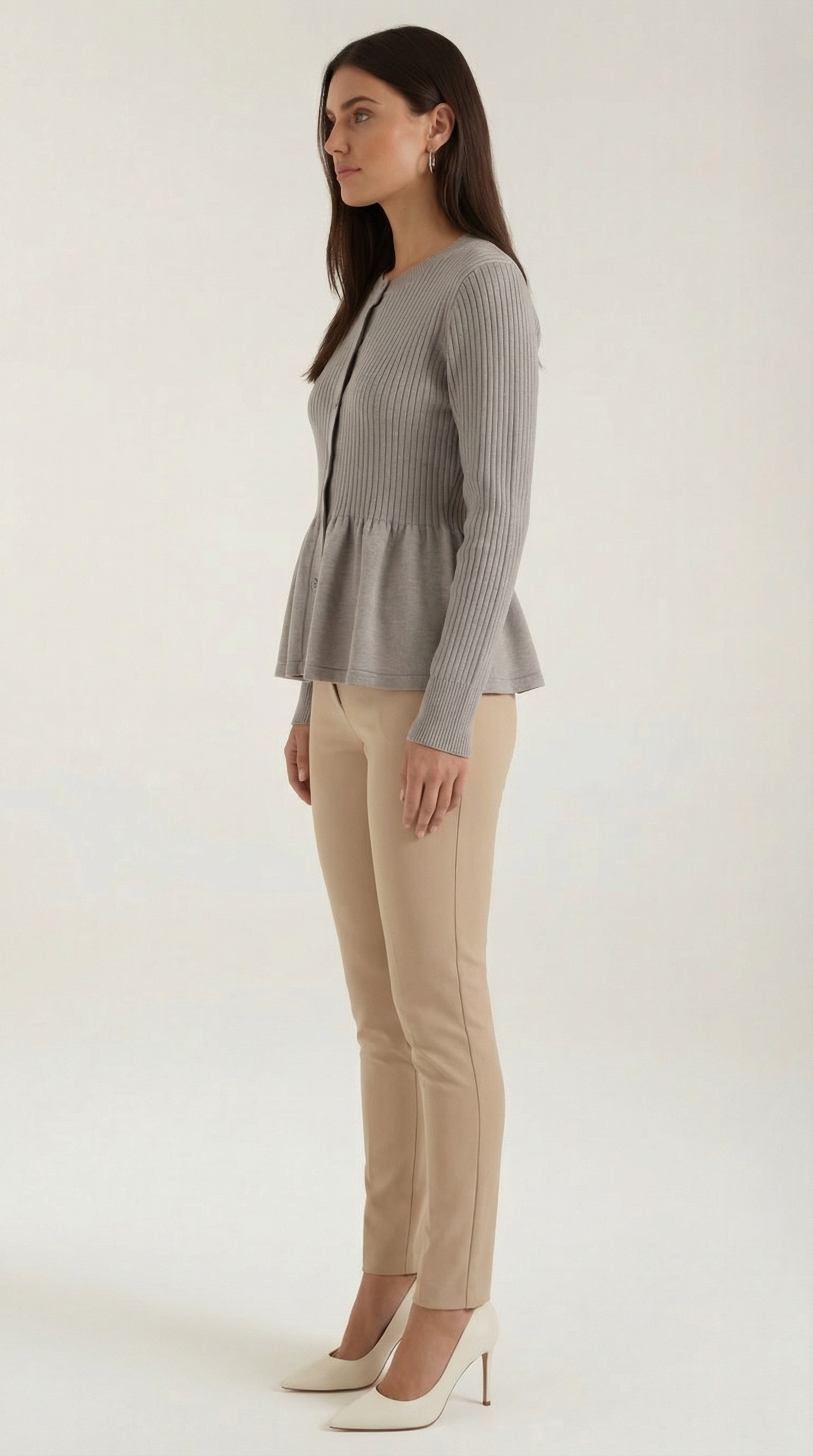 Aurazio Cardigan con Bottoni a Peplo da Donna