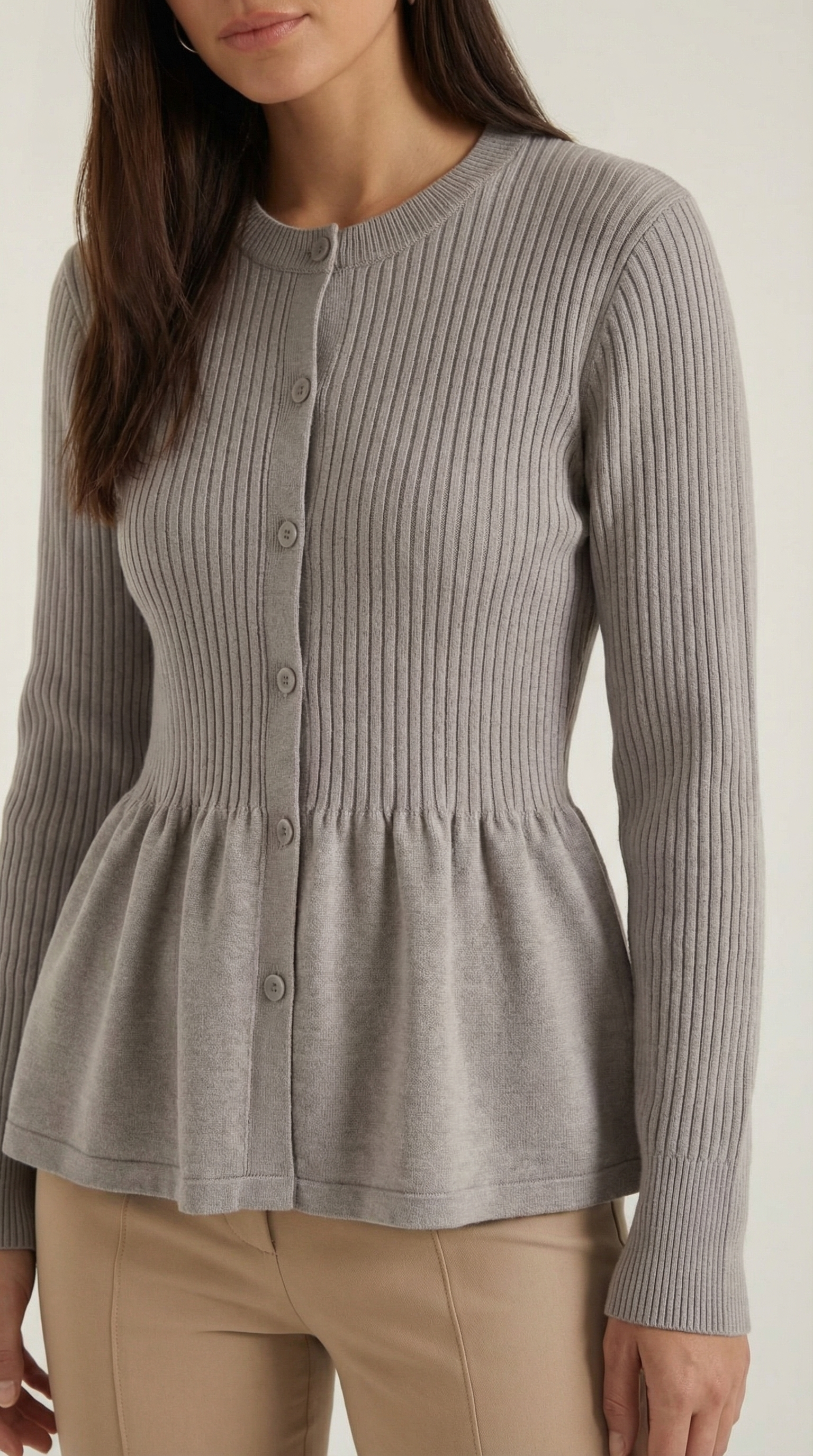 Aurazio Cardigan con Bottoni a Peplo da Donna