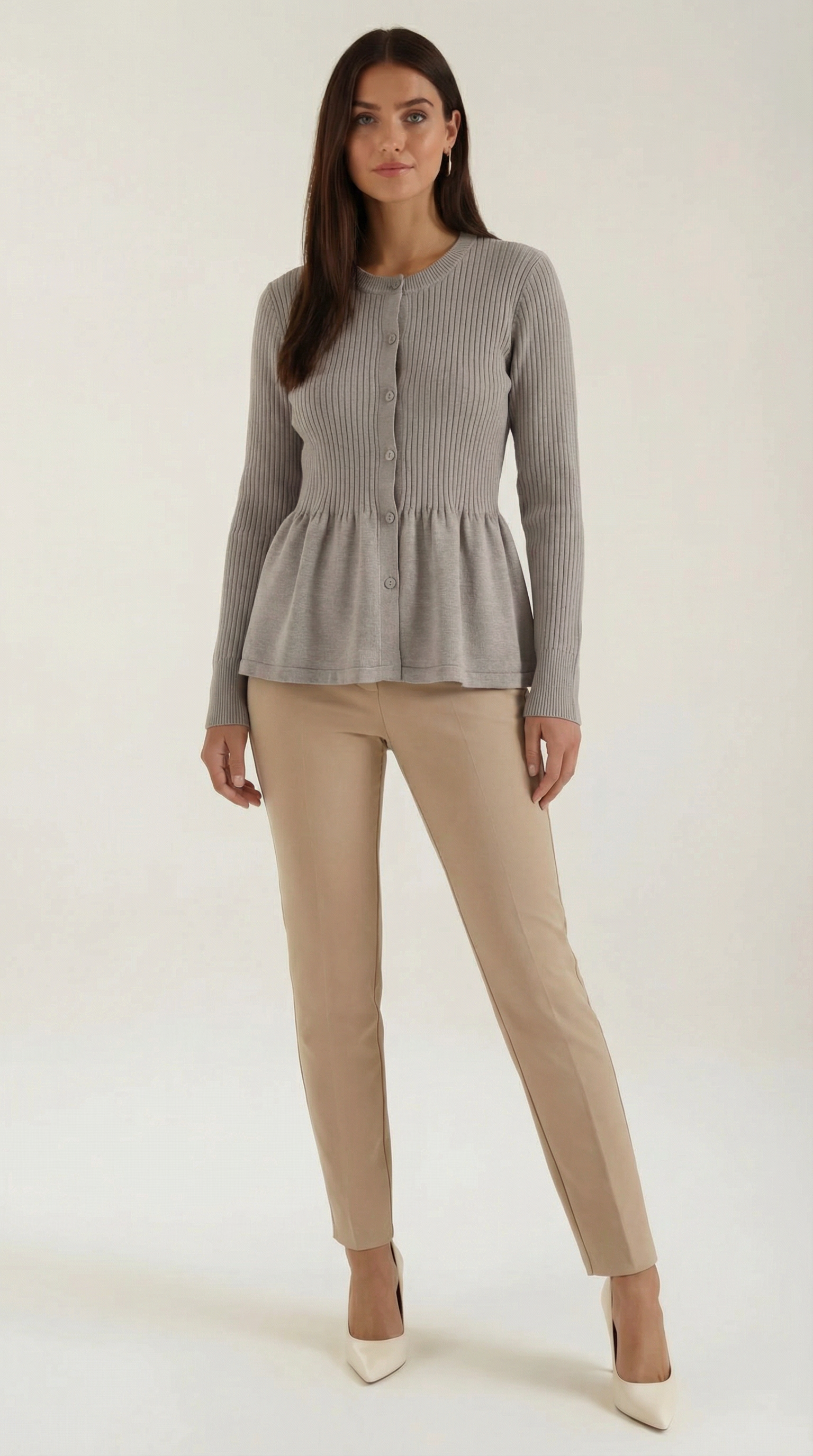 Aurazio Cardigan con Bottoni a Peplo da Donna