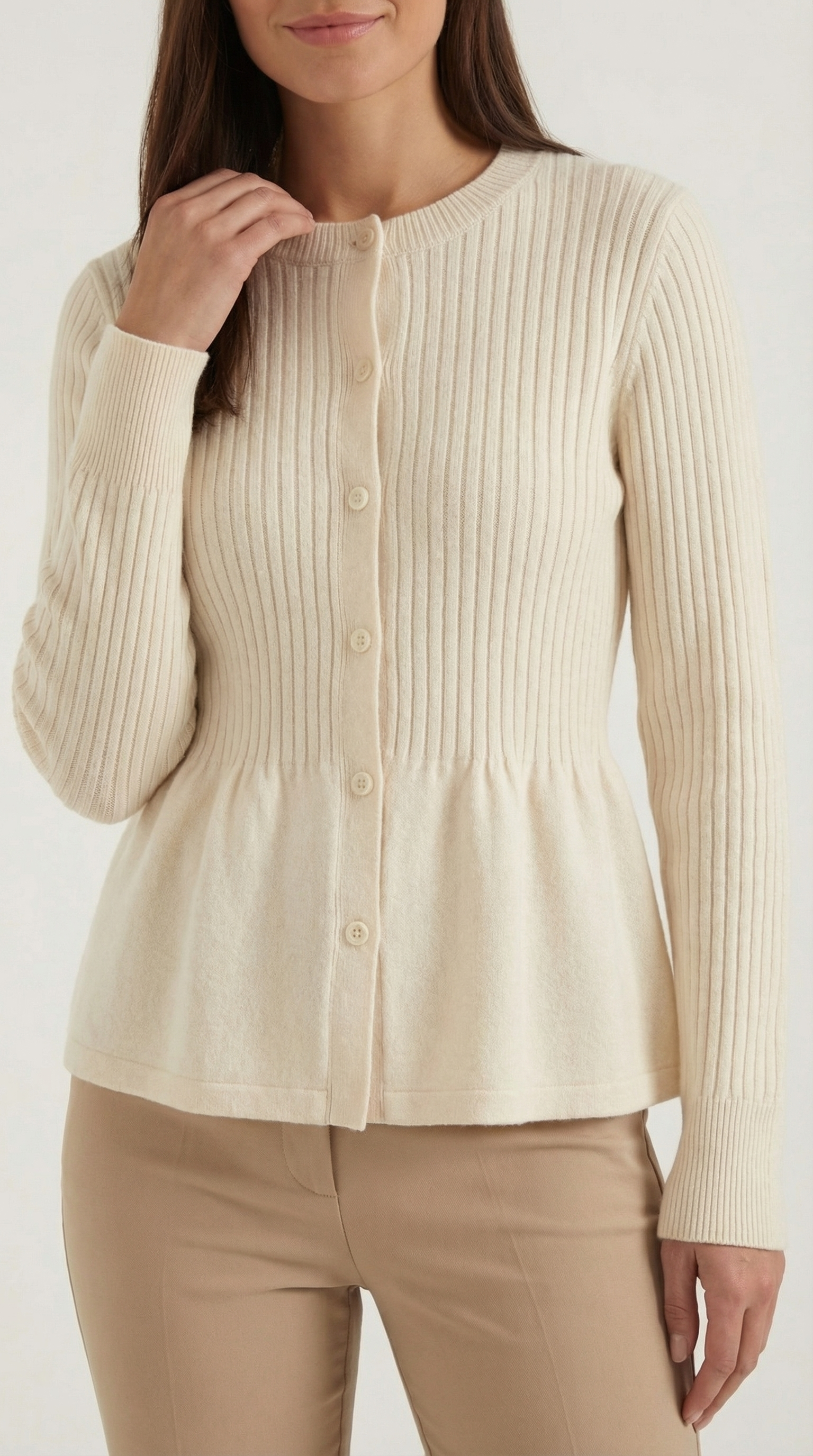 Aurazio Cardigan con Bottoni a Peplo da Donna