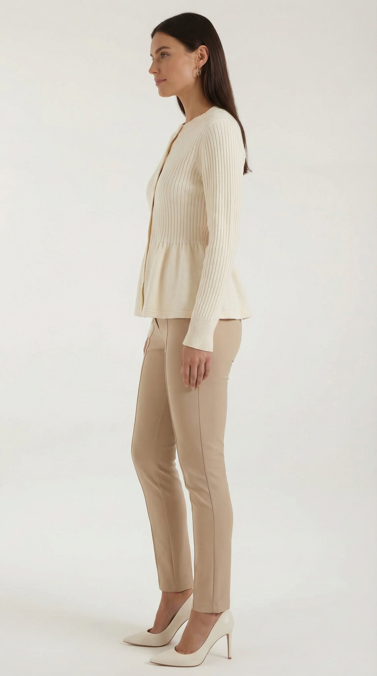 Aurazio Cardigan con Bottoni a Peplo da Donna