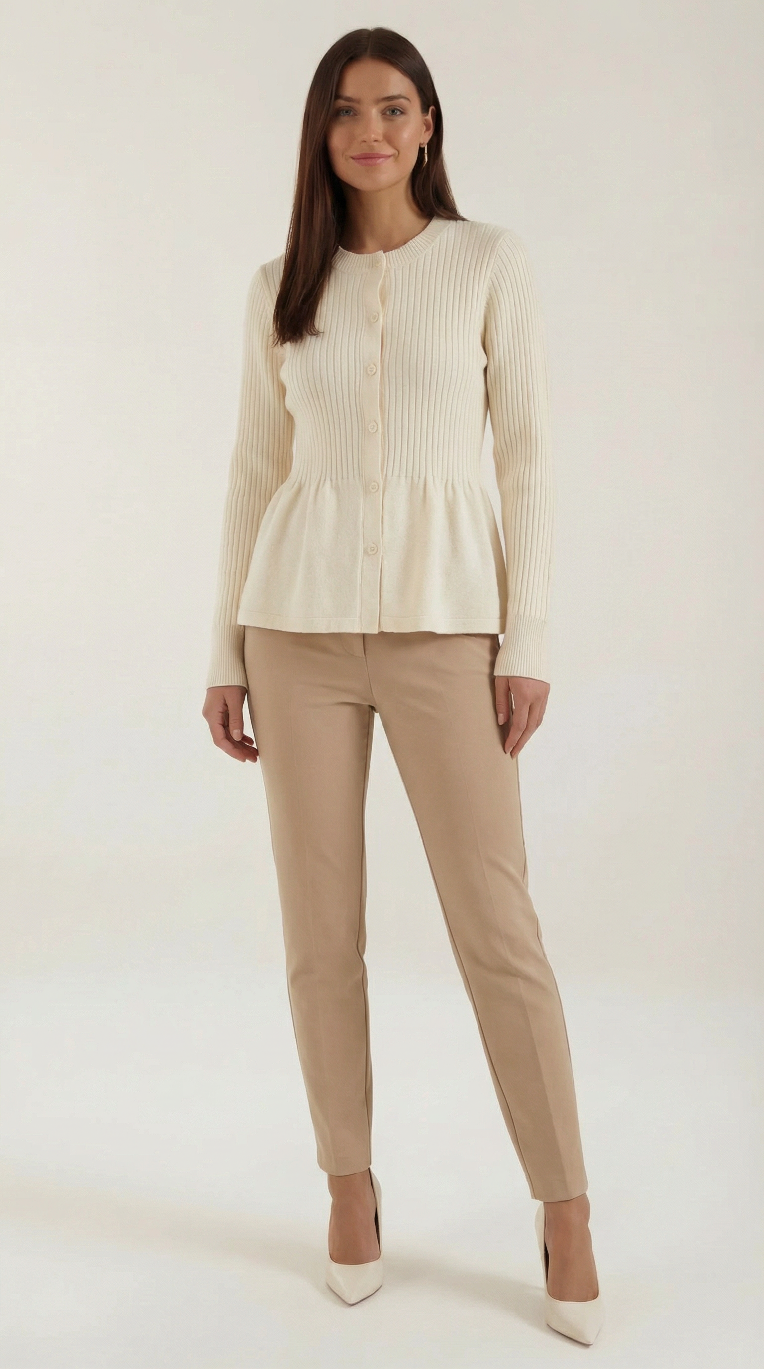 Aurazio Cardigan con Bottoni a Peplo da Donna