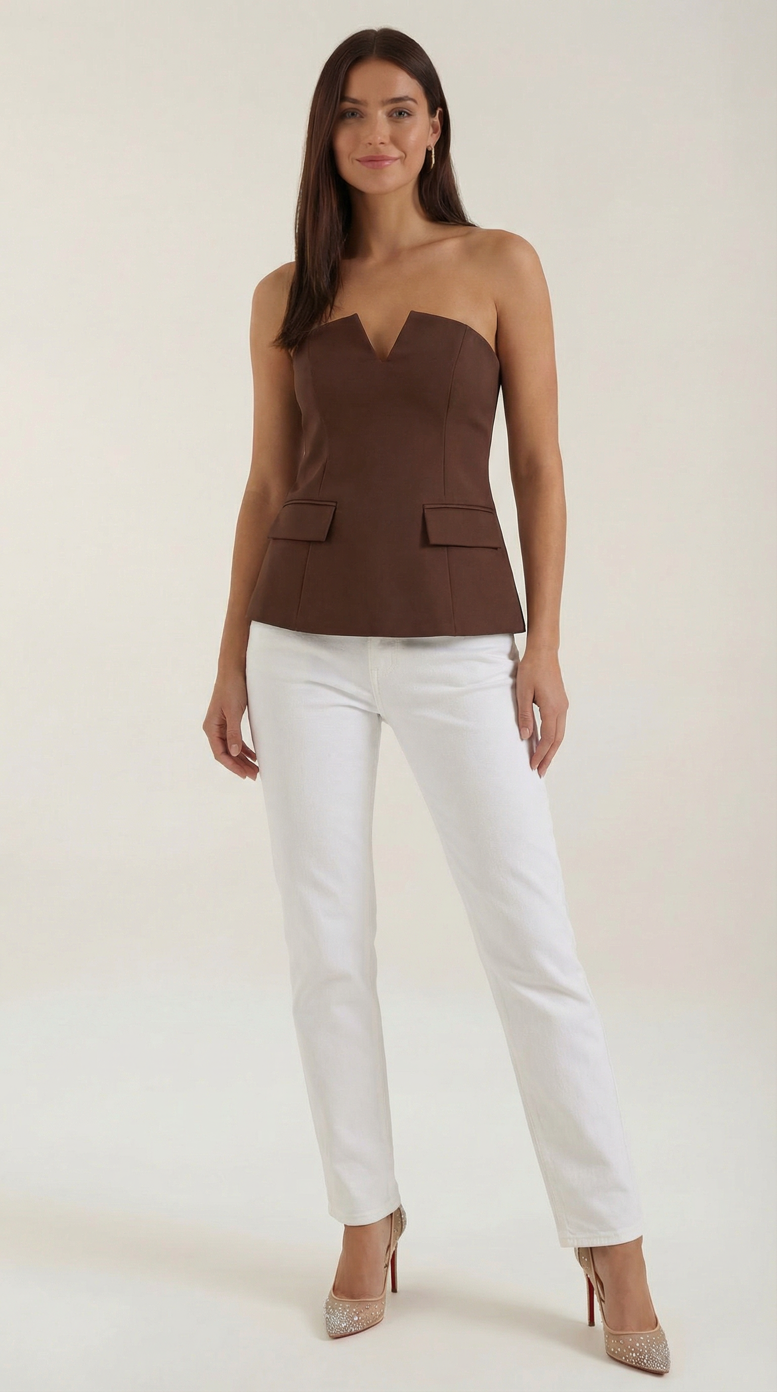 Top Donna Senza Maniche Scollo a Incavo Architettonico