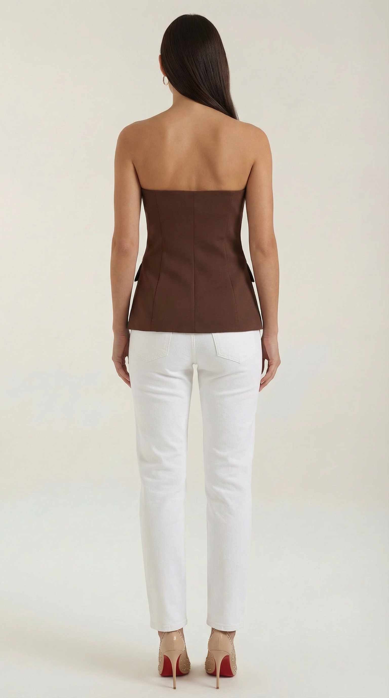 Top Donna Senza Maniche Scollo a Incavo Architettonico