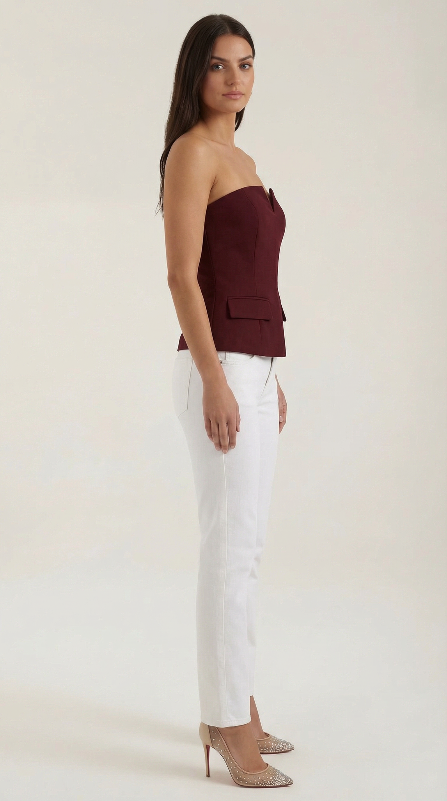 Top Donna Senza Maniche Scollo a Incavo Architettonico