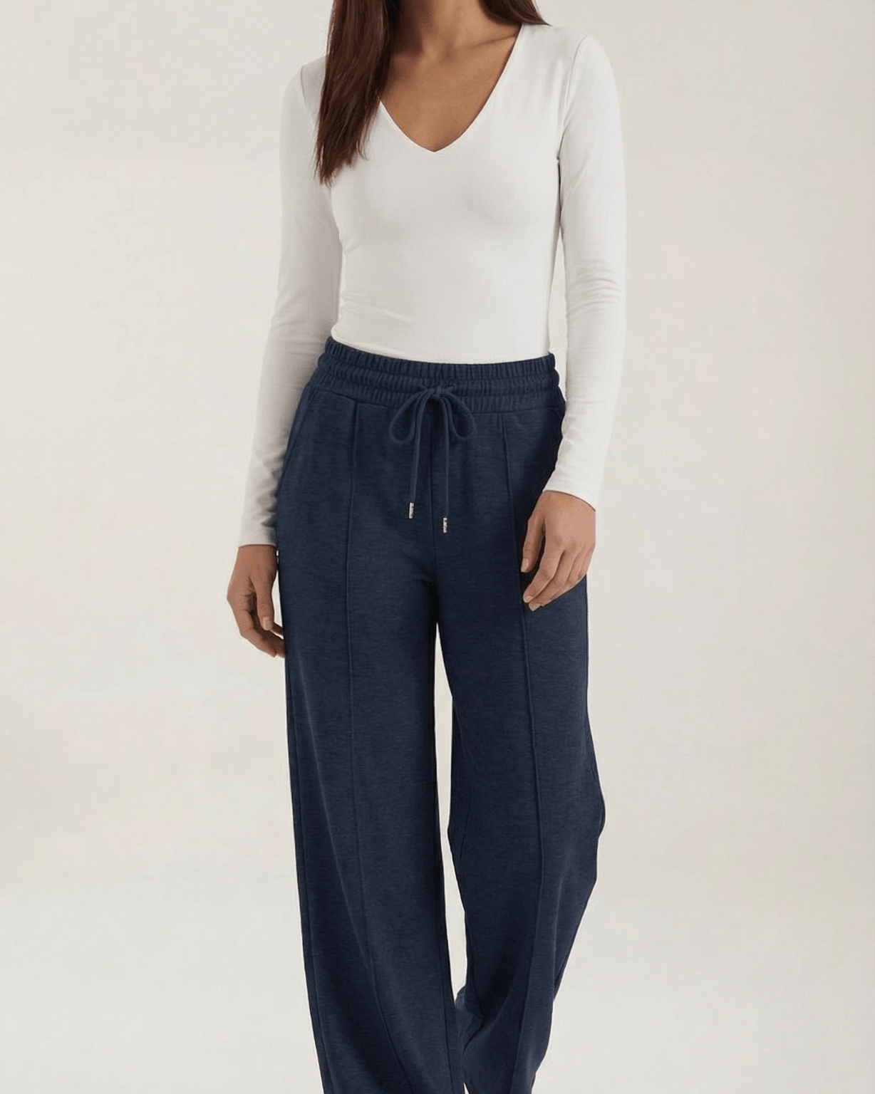 Aurazio Pantaloni a Gamba Larga con Coulisse da Donna