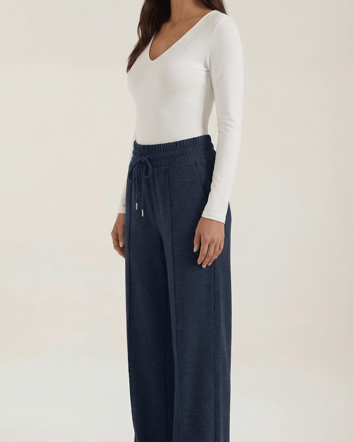 Aurazio Pantaloni a Gamba Larga con Coulisse da Donna